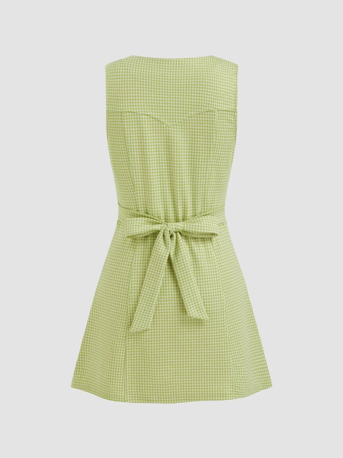 Gingham Button-Front A-Line Mini Dress in Matcha in Matcha Color