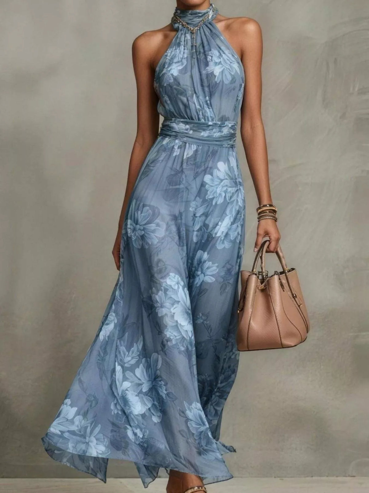 Floral Print Tiered Maxi Dress, Plus Size