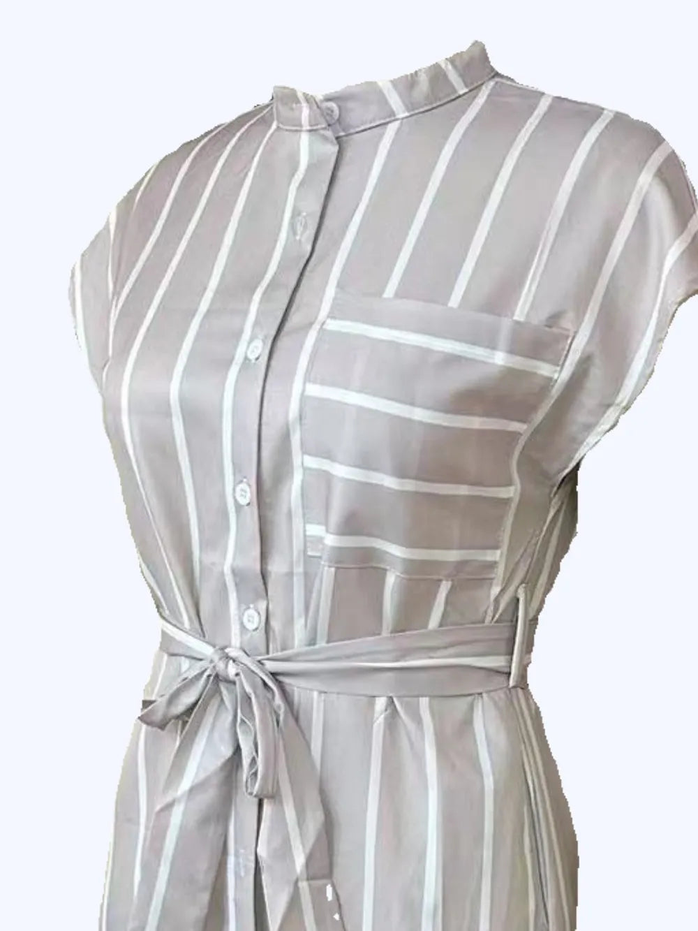 Striped Tie Waist Short Sleeve Dress