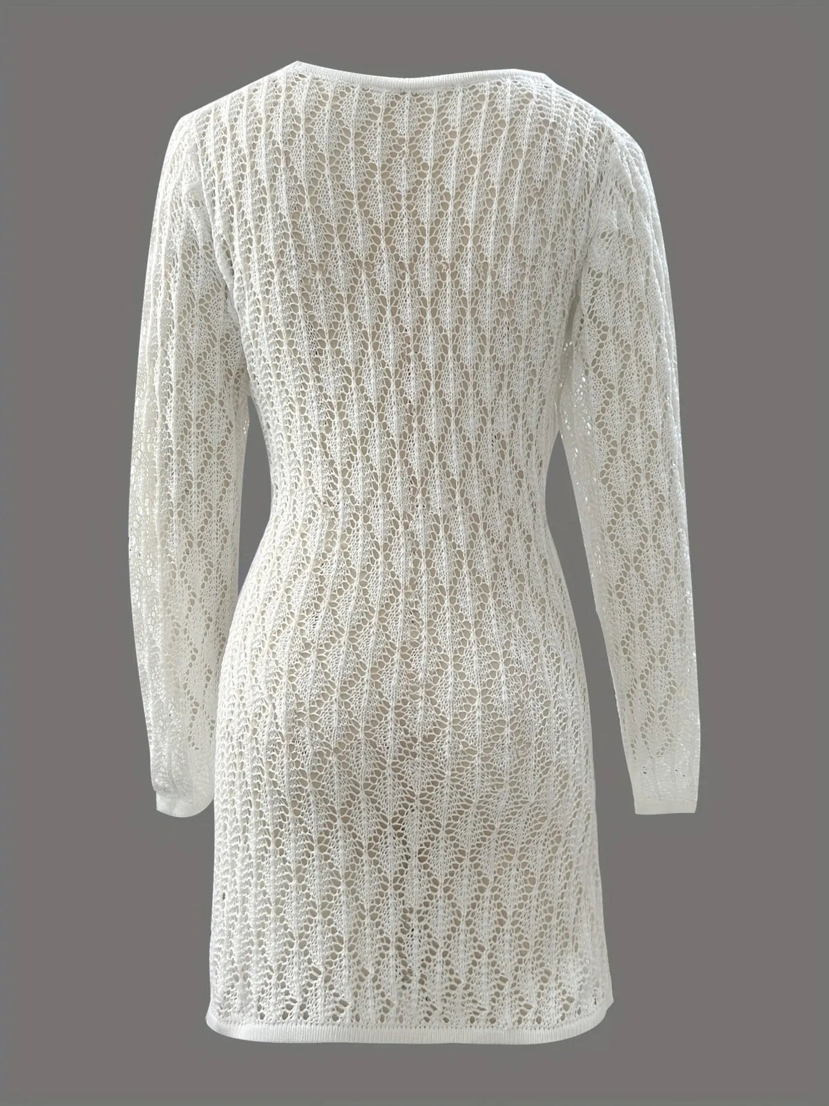 Openwork Knit Dress in White