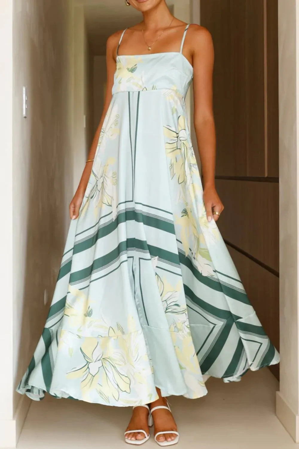 Printed Square Neck Cami Maxi Dress