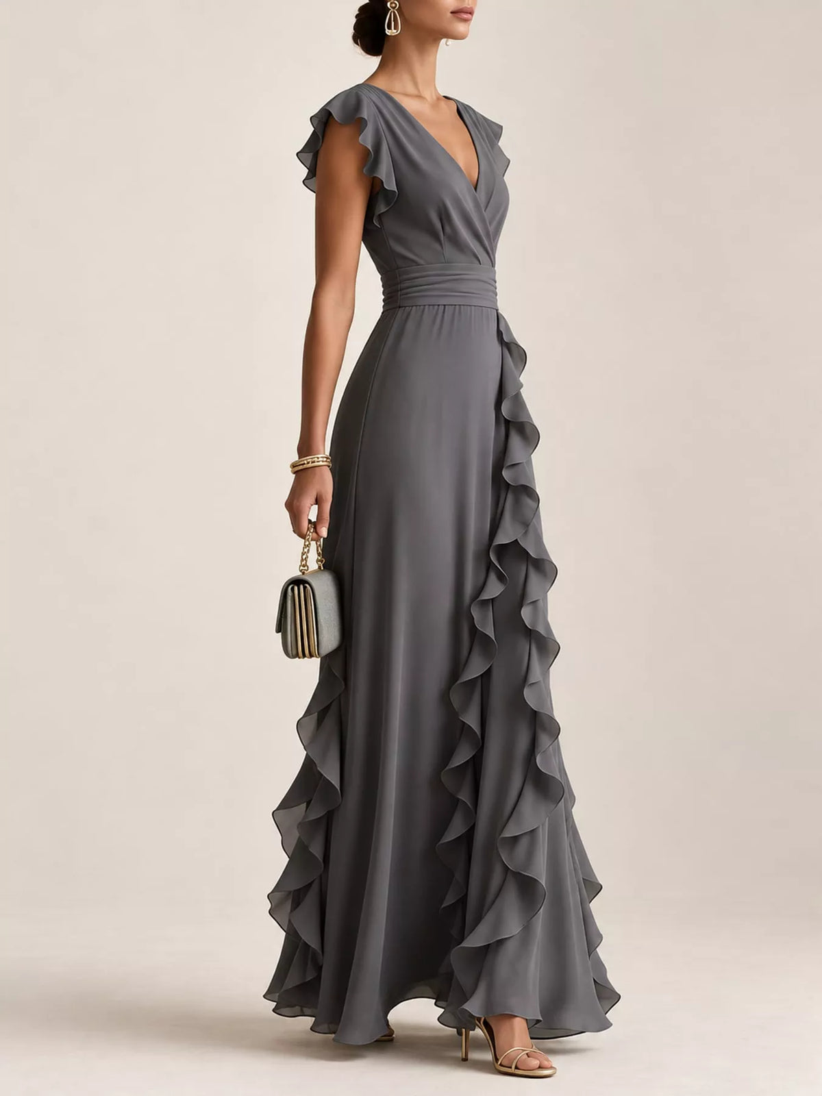 Ruffled Surplice Maxi Dress
