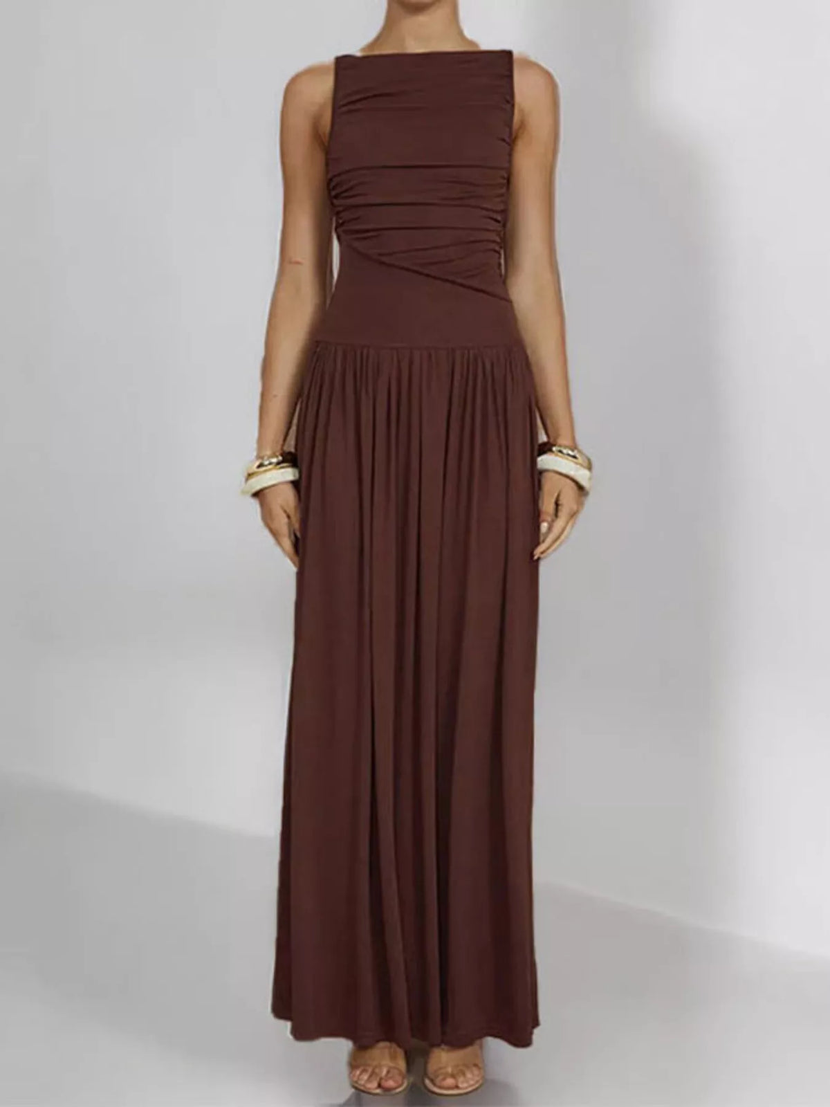 Ruched Sleeveless Maxi Dress by Calliope
