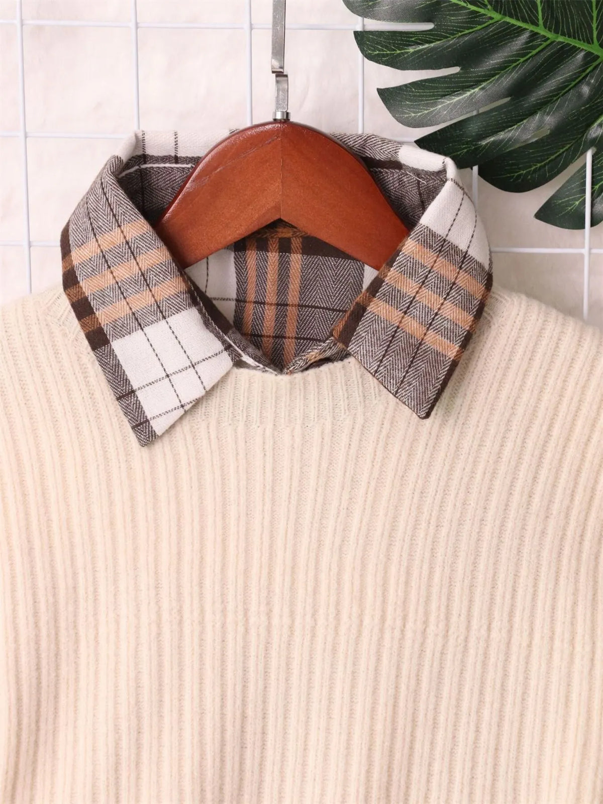 Plaid Long Sleeve Belted Sweater Dress