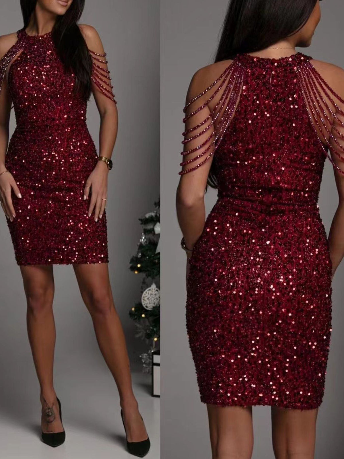 Sequin Bodycon Mini Dress, Plus Size