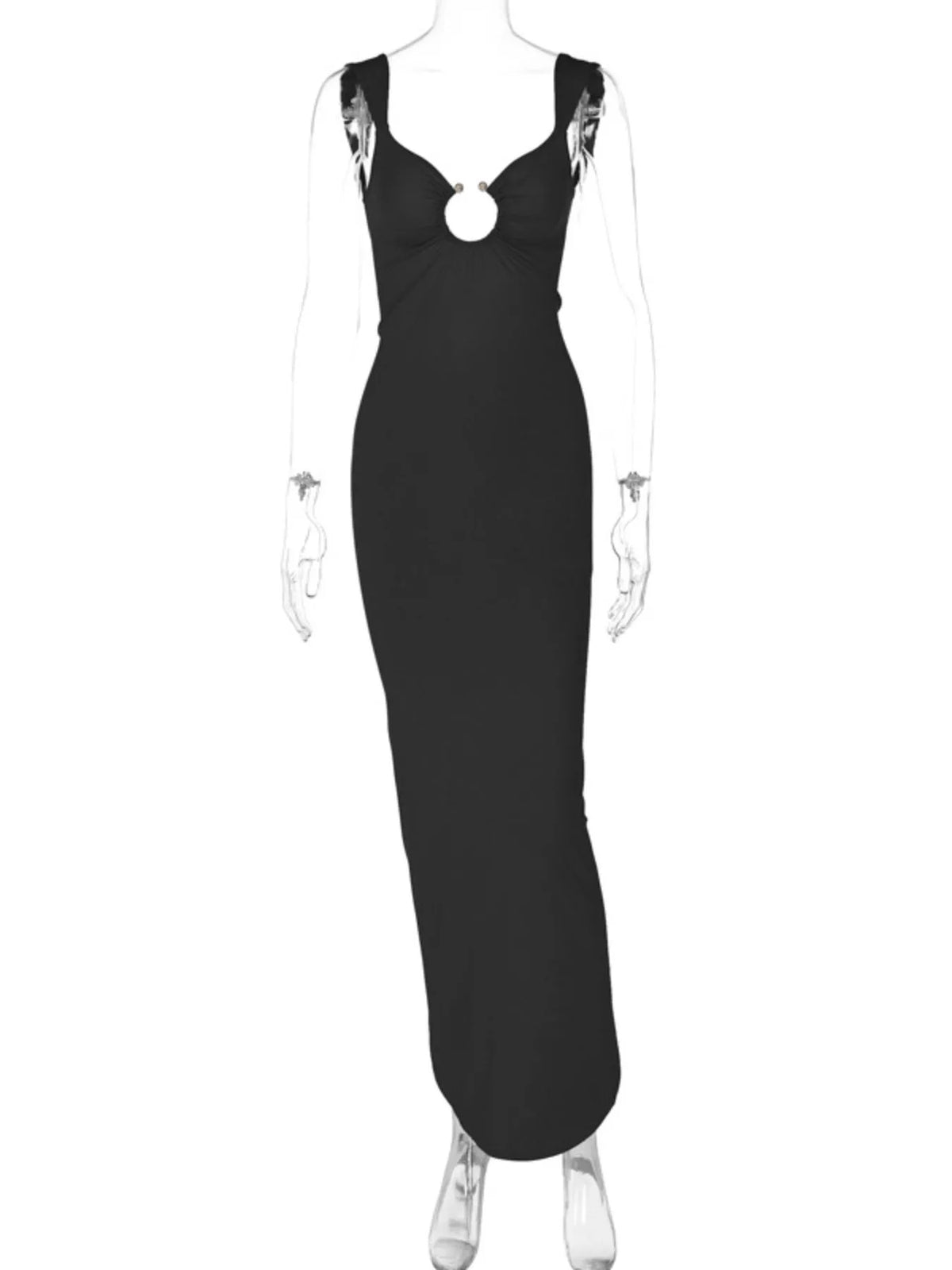 Backless Cutout Maxi Dress in Black