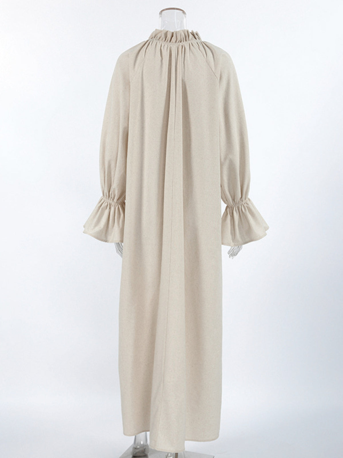 Tie Neck Flounce Sleeve Maxi Dress