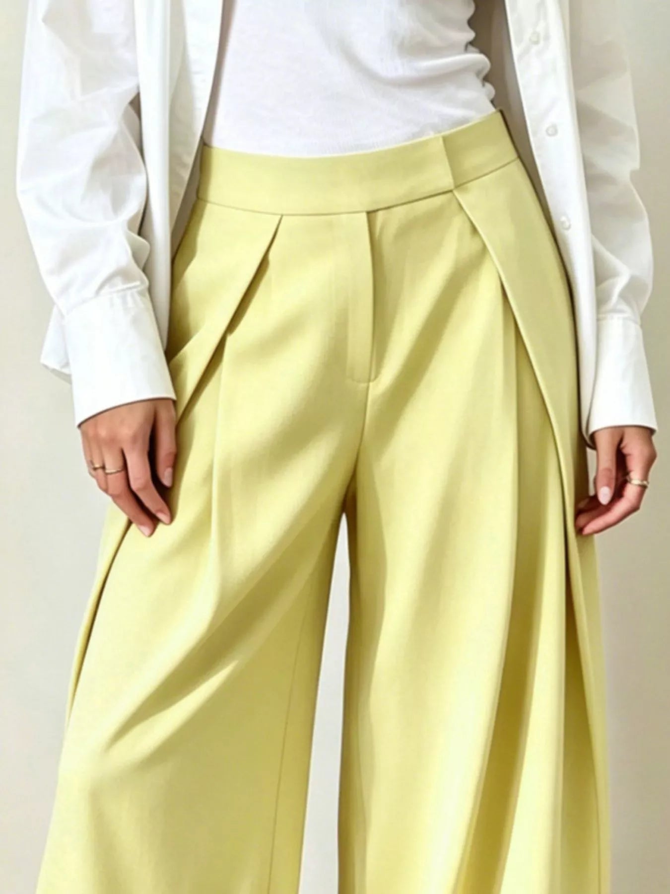 High-Waisted Wide-Leg Trousers with Pockets