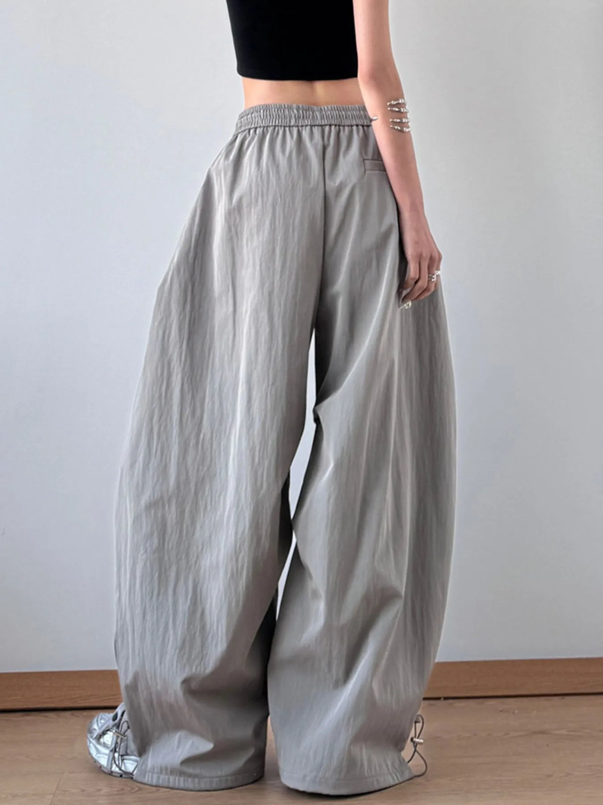 Oversized Wide Leg Pants with Drawstring