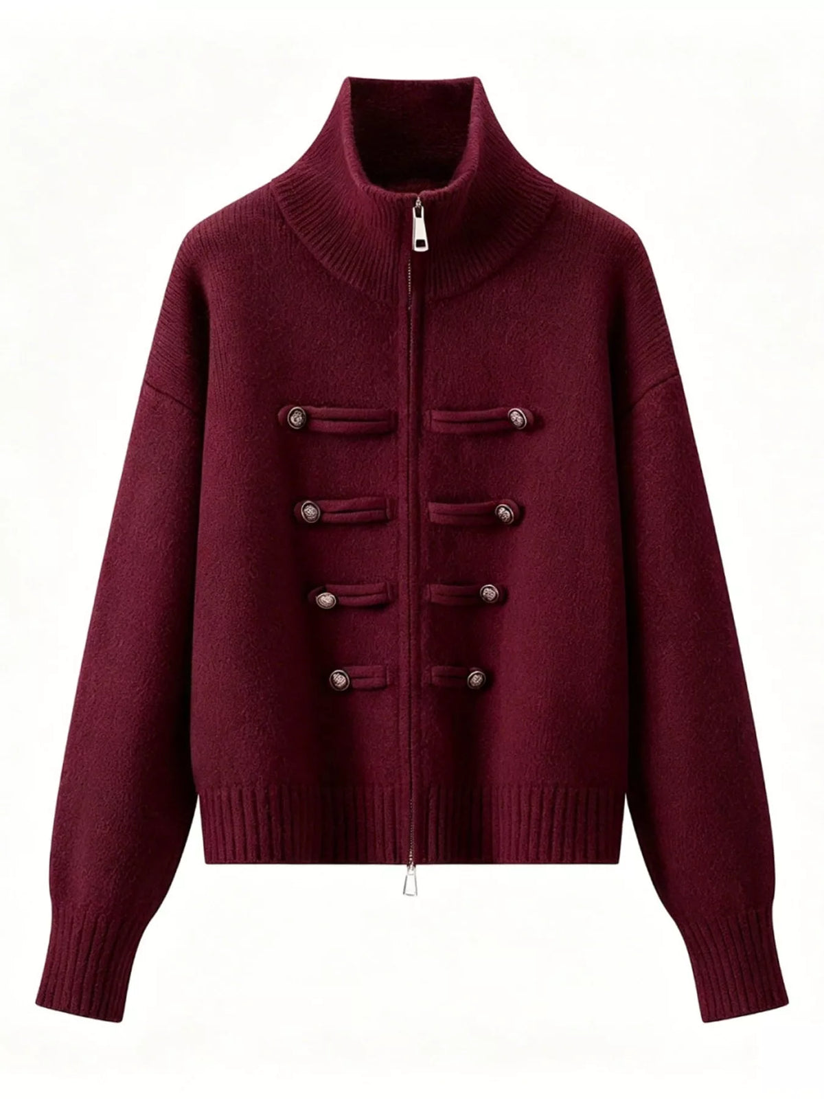 Turtleneck Zip-Up Cardigan