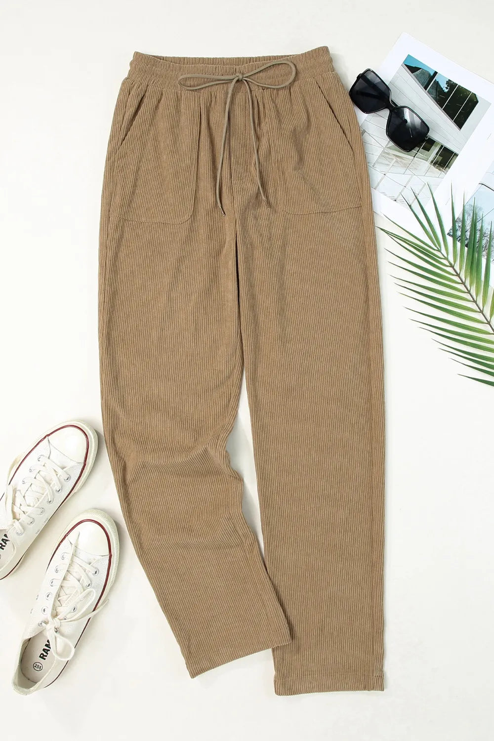 Drawstring Straight Leg Pants with Pockets