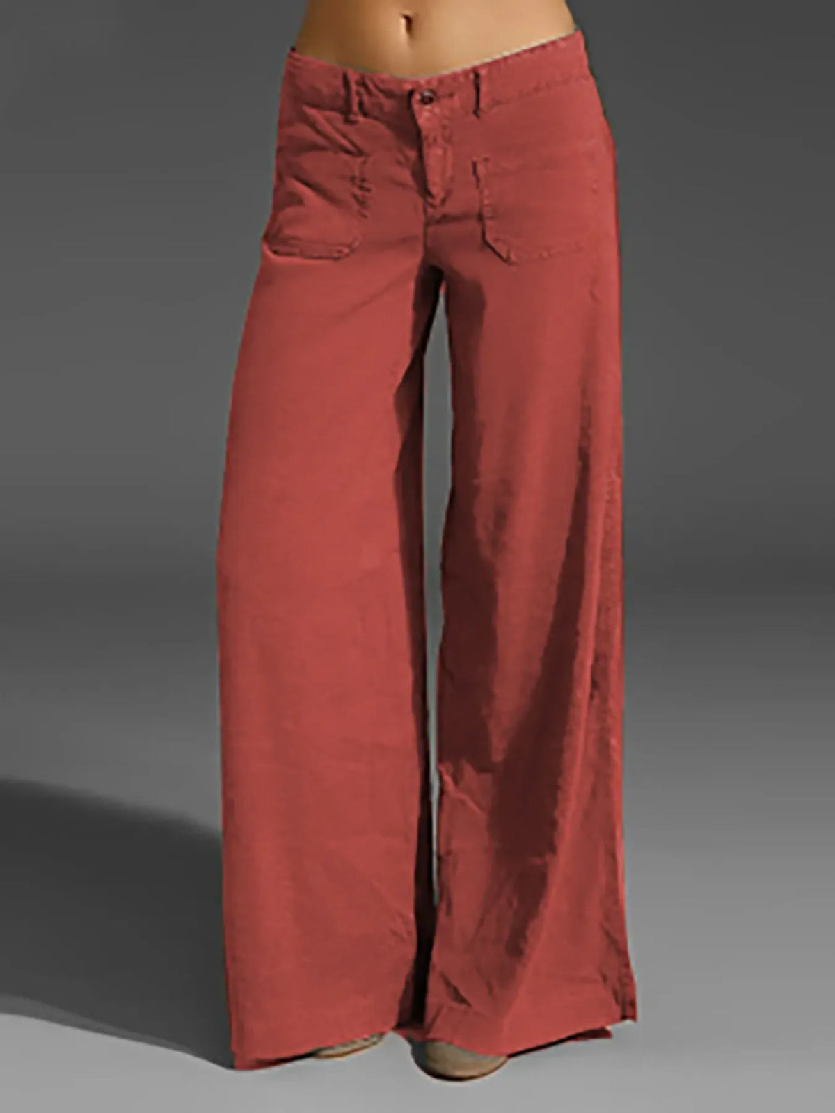 Plus-Size Wide Leg Pants with Pockets