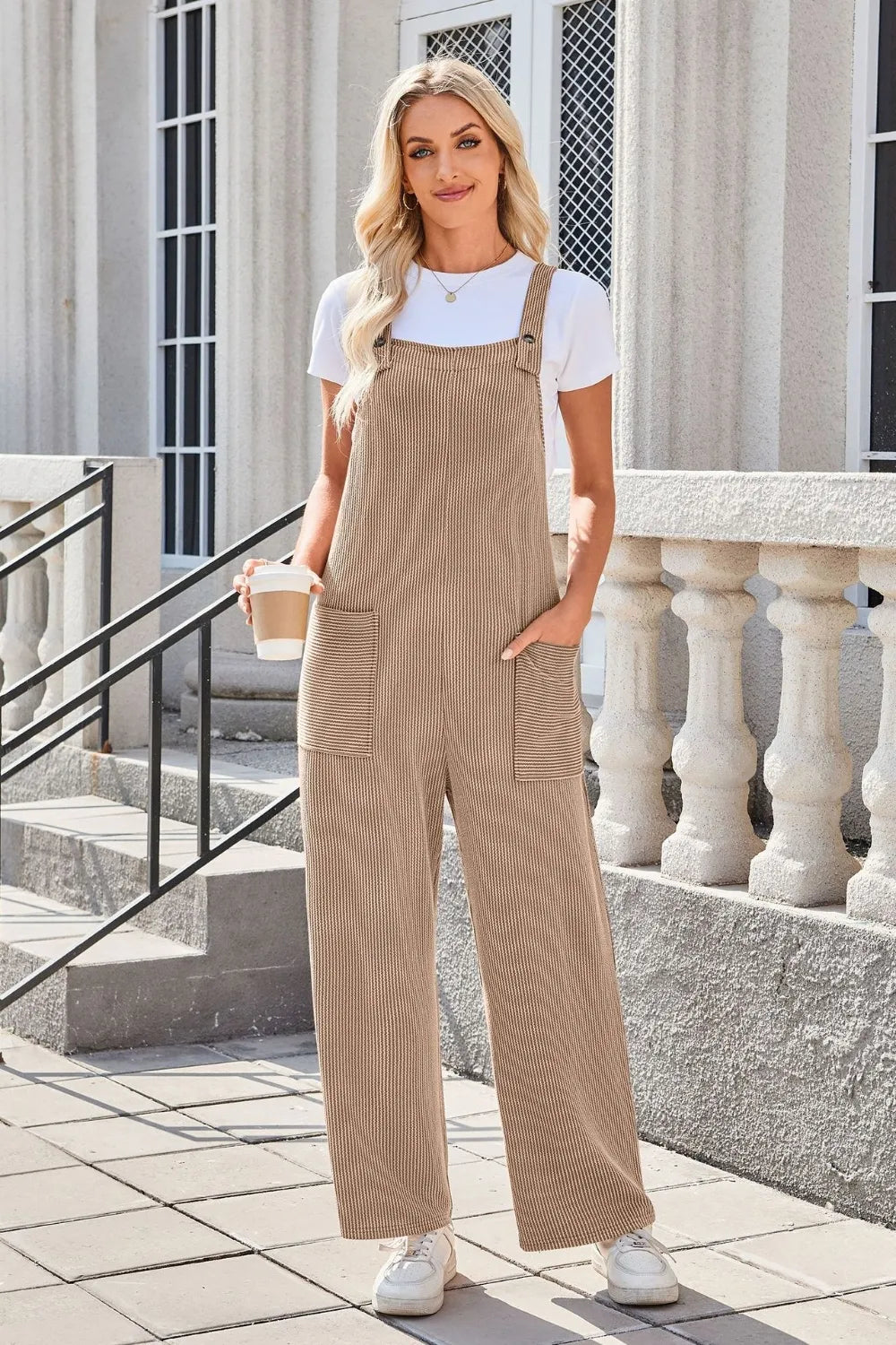 Square Neck Wide Strap Overalls