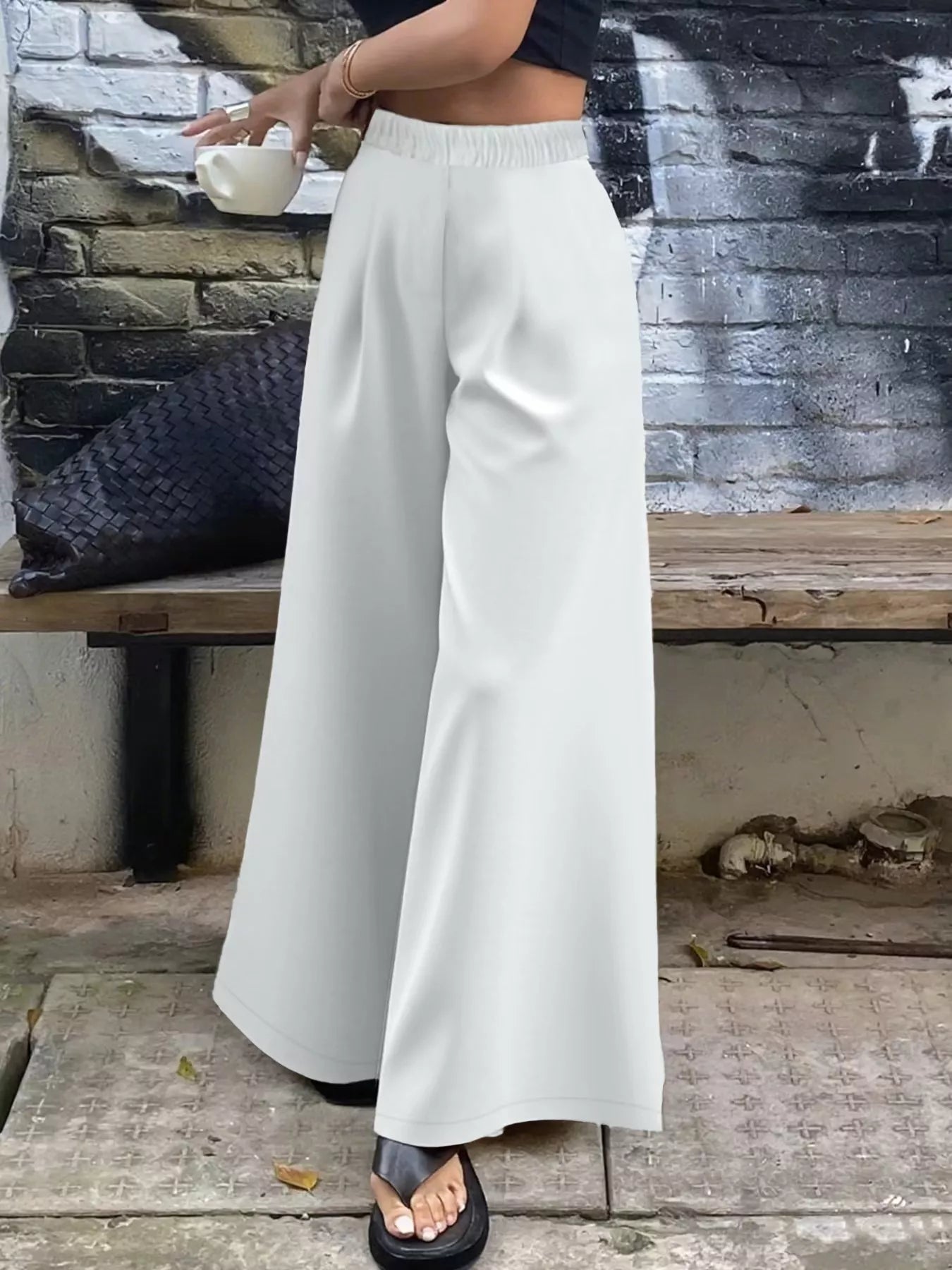 Elastic Waist Wide Leg Pants
