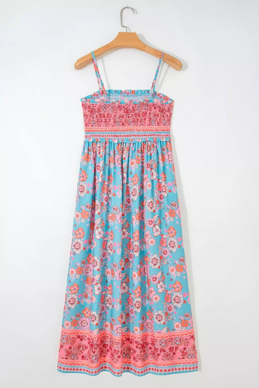 Smocked Spaghetti Strap Maxi Dress in Floral