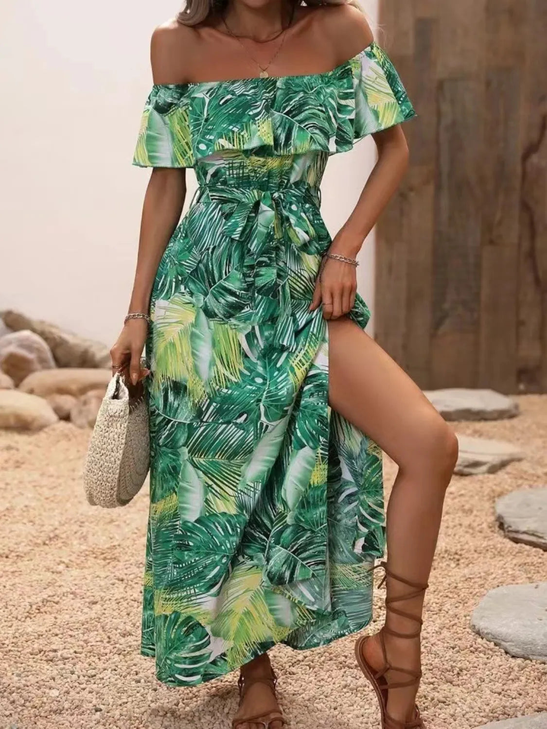 Ruffled Off-Shoulder Maxi Dress