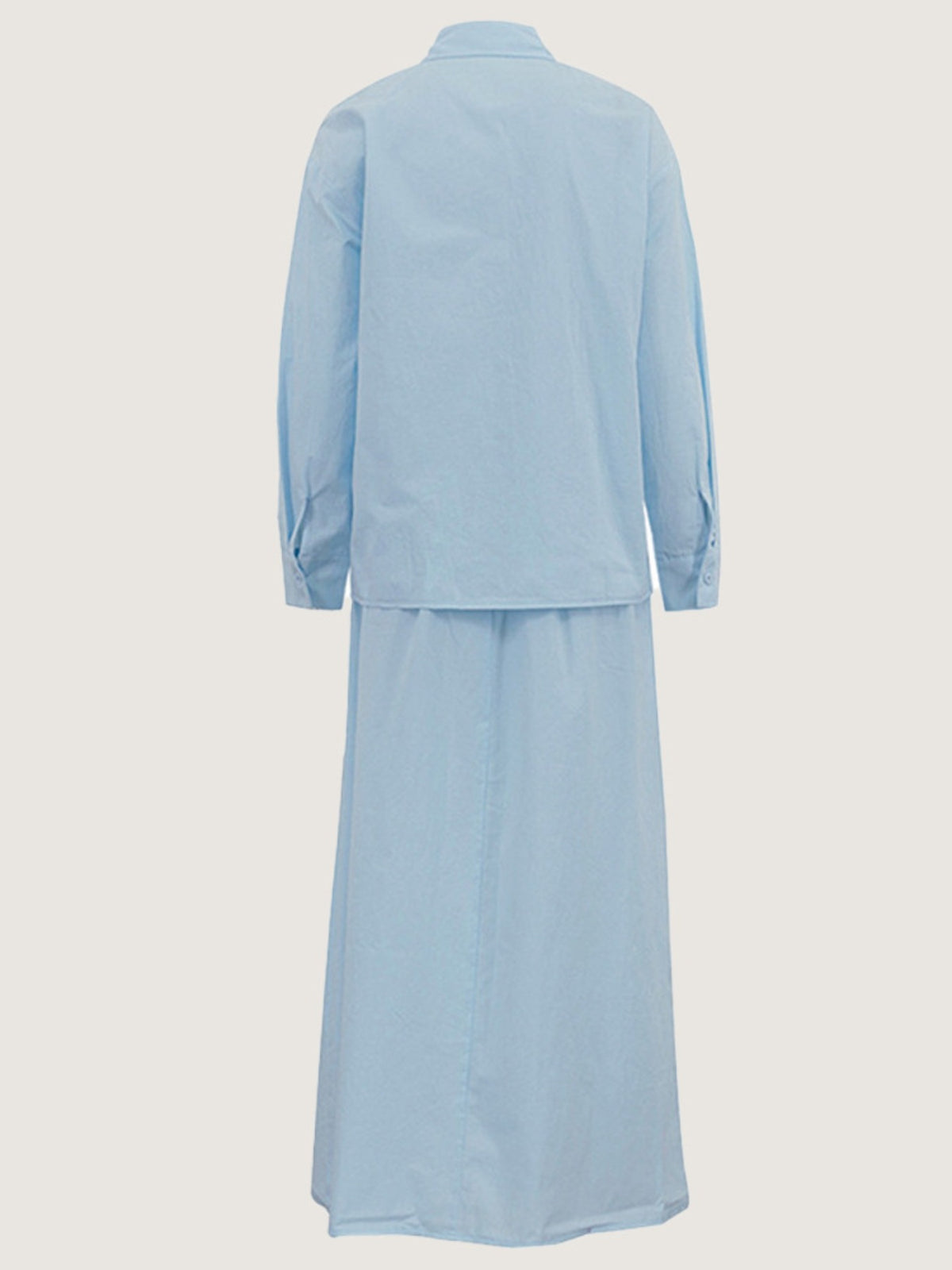 Tie-Front Shirt and Maxi Skirt Set in Light Blue