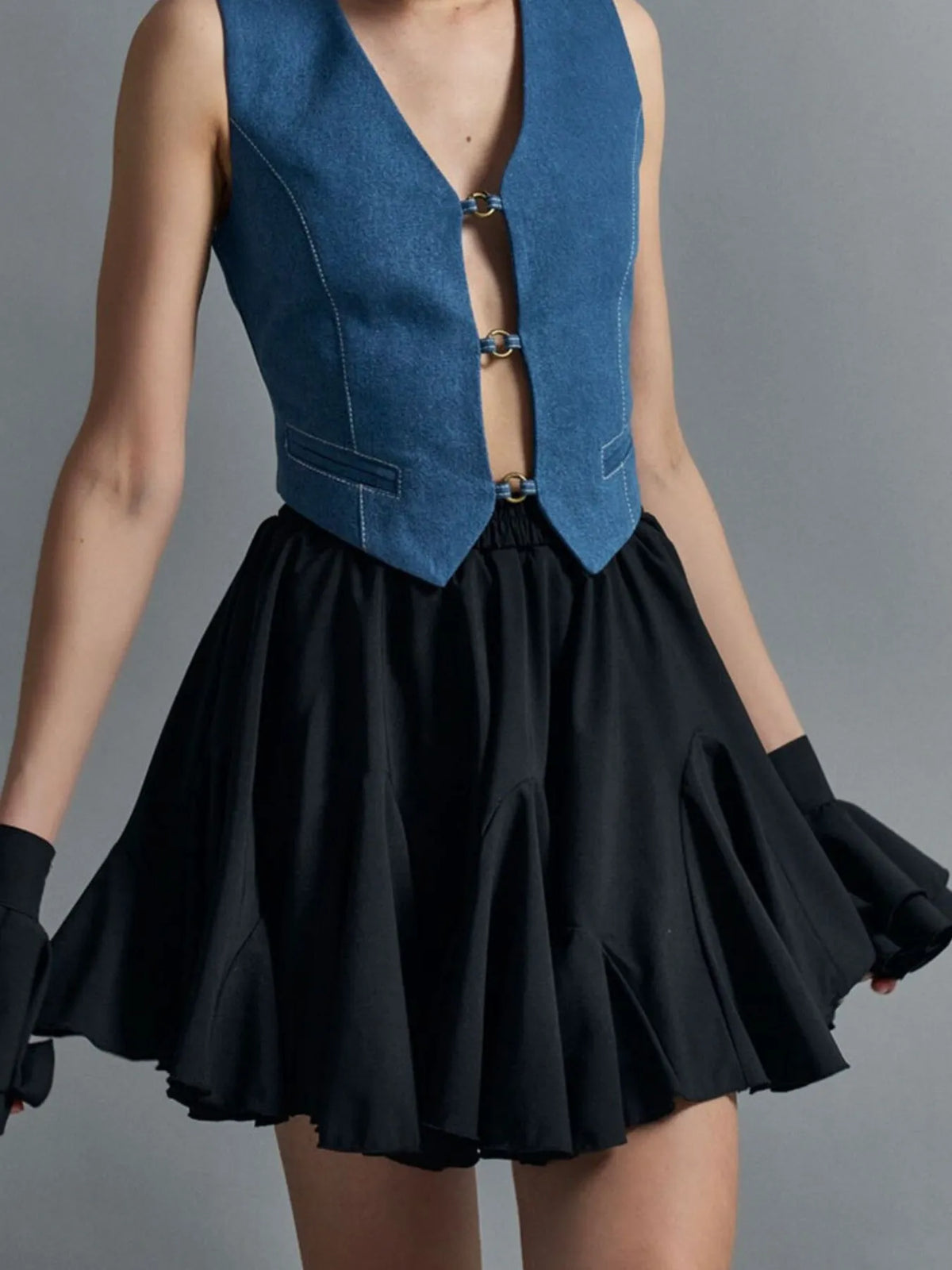 Ruffled-Hem Elastic Waist Skirt