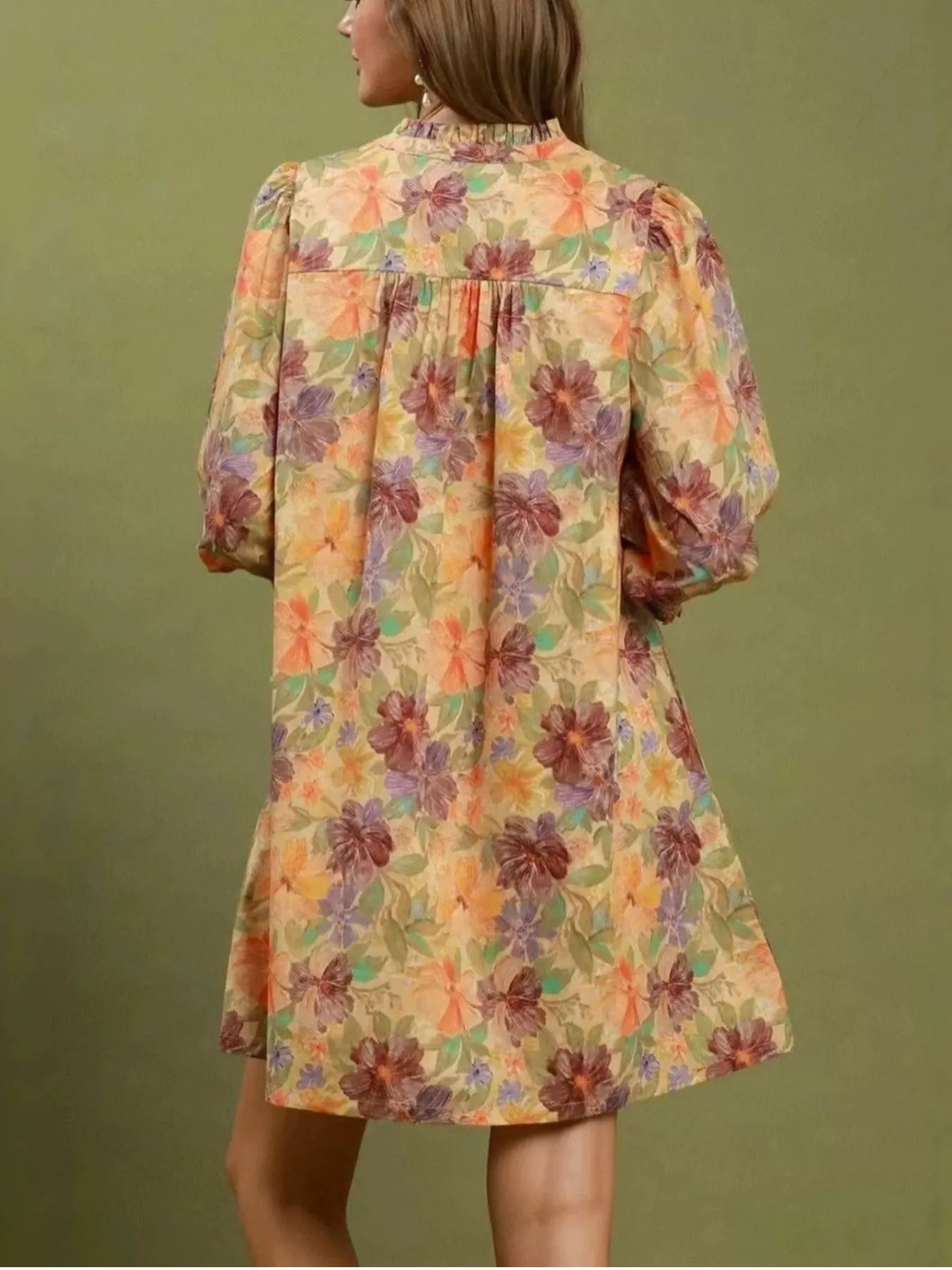 Vintage Floral Print Dress with Pockets
