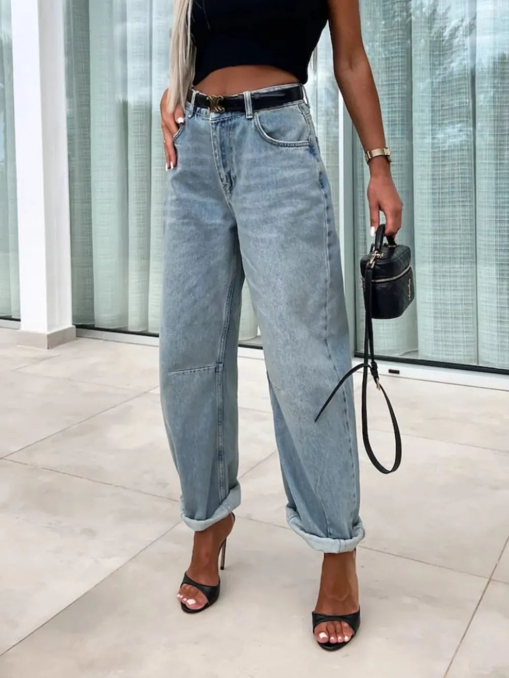 High Waist Wide Leg Jeans in Light Wash by Y.Y@Denim