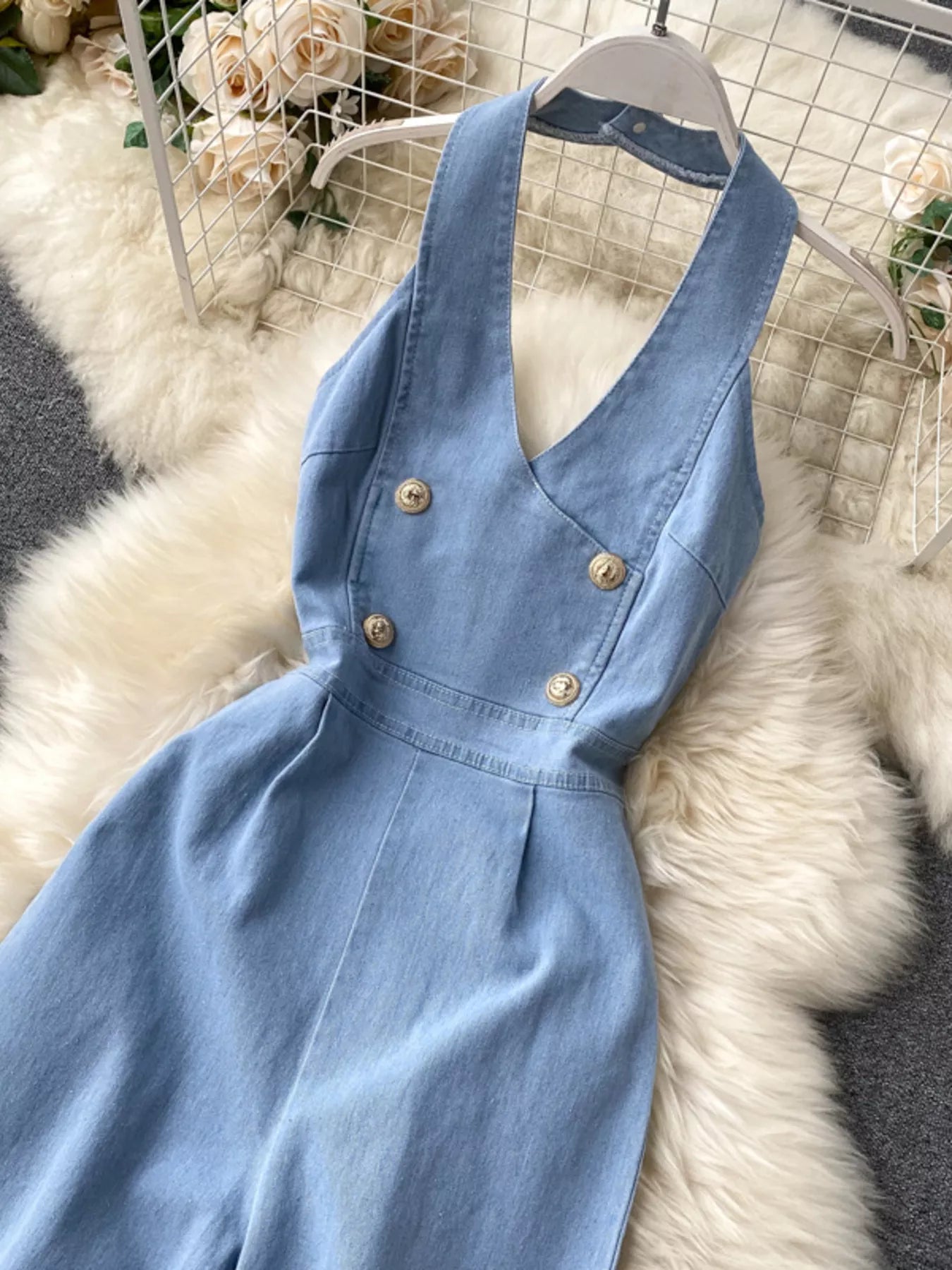 Halter Split Wide Leg Jumpsuit