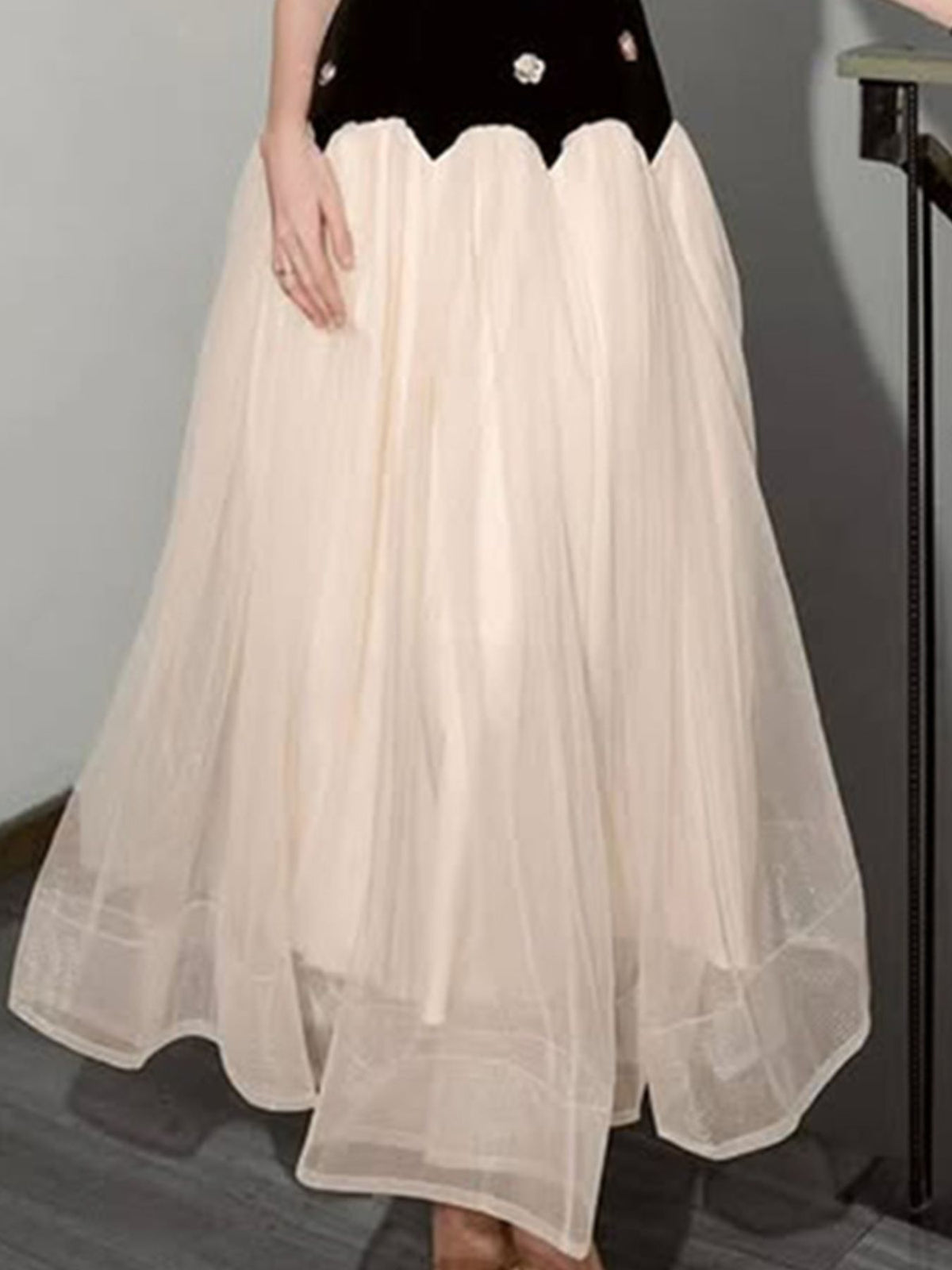 Sleeveless Tulle Maxi Dress in Black
