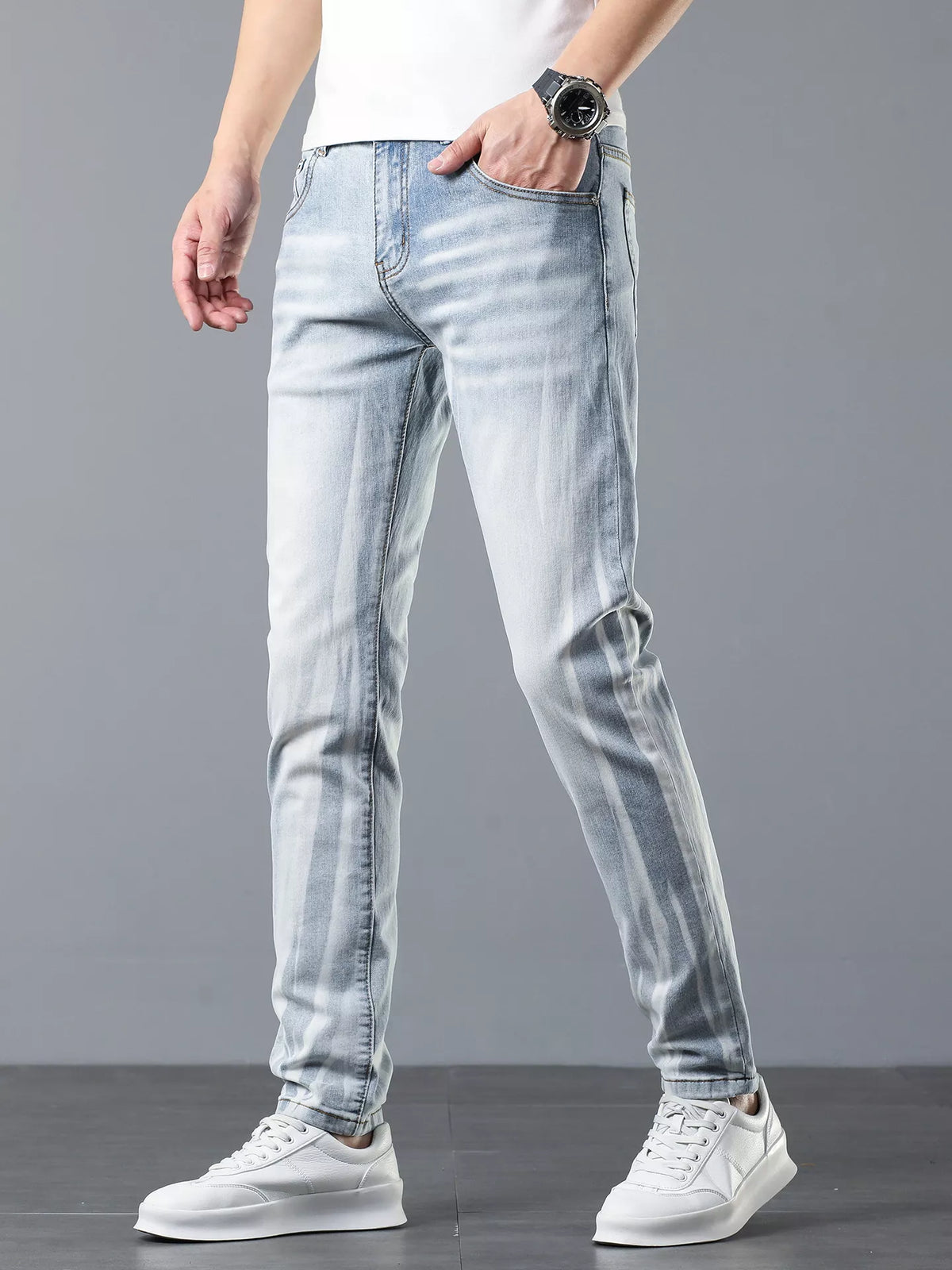 Slim Fit Jeans in Light Blue by True Self