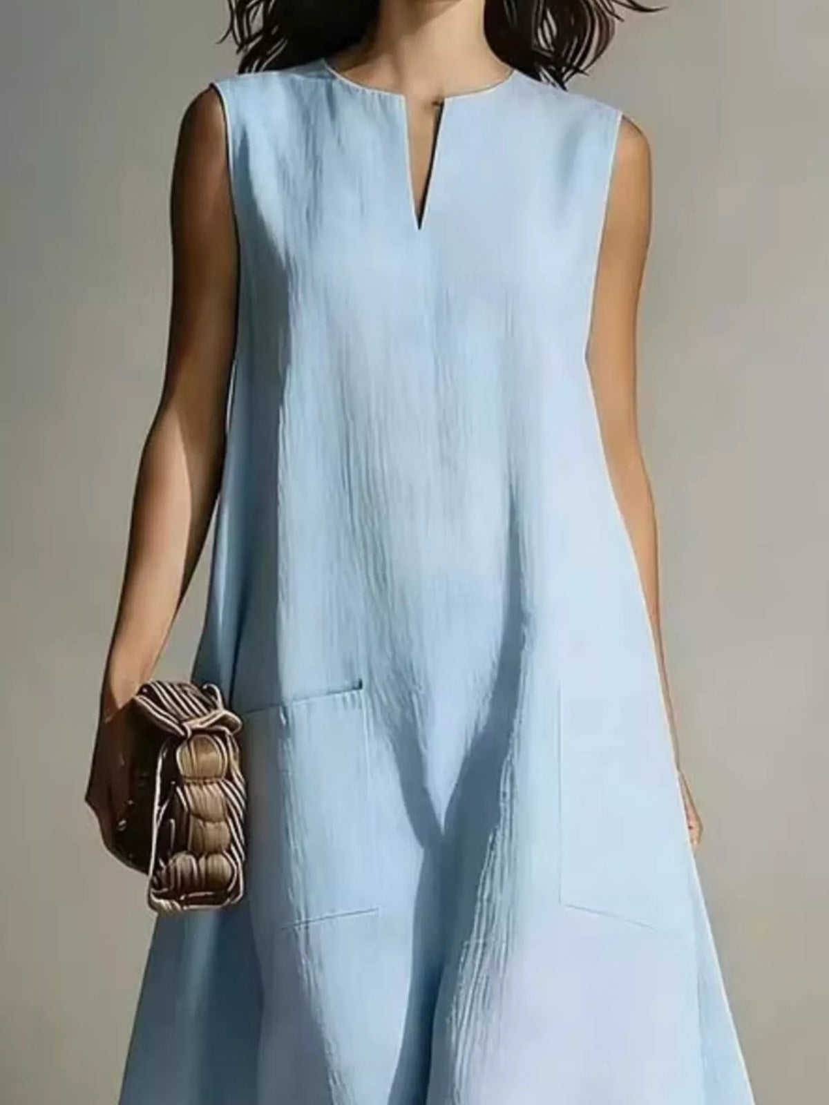 Notched Sleeveless Maxi Dress