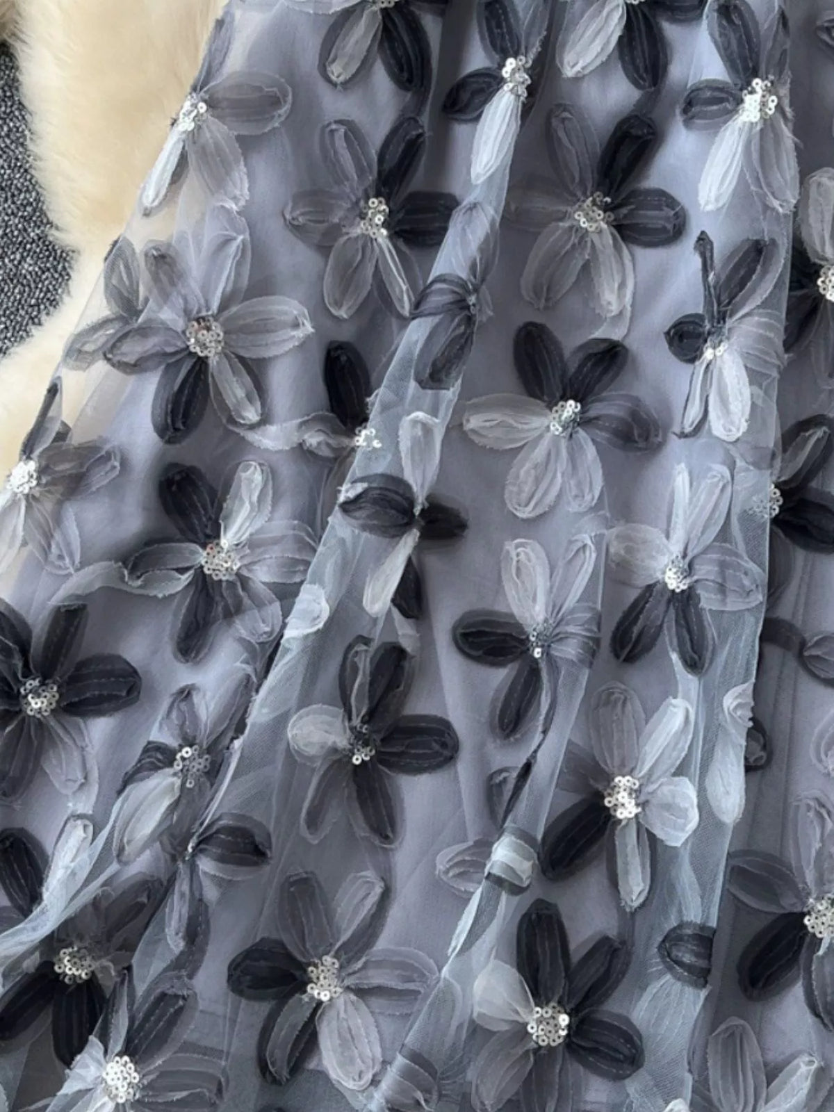 Floral Mesh Layered Skirt