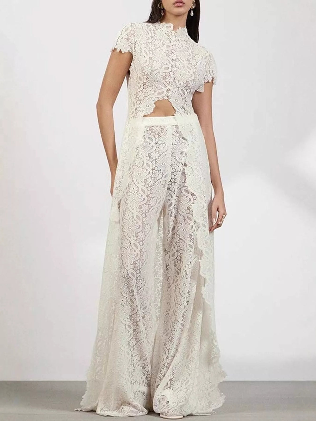 Openwork Lace Top and Pants Set