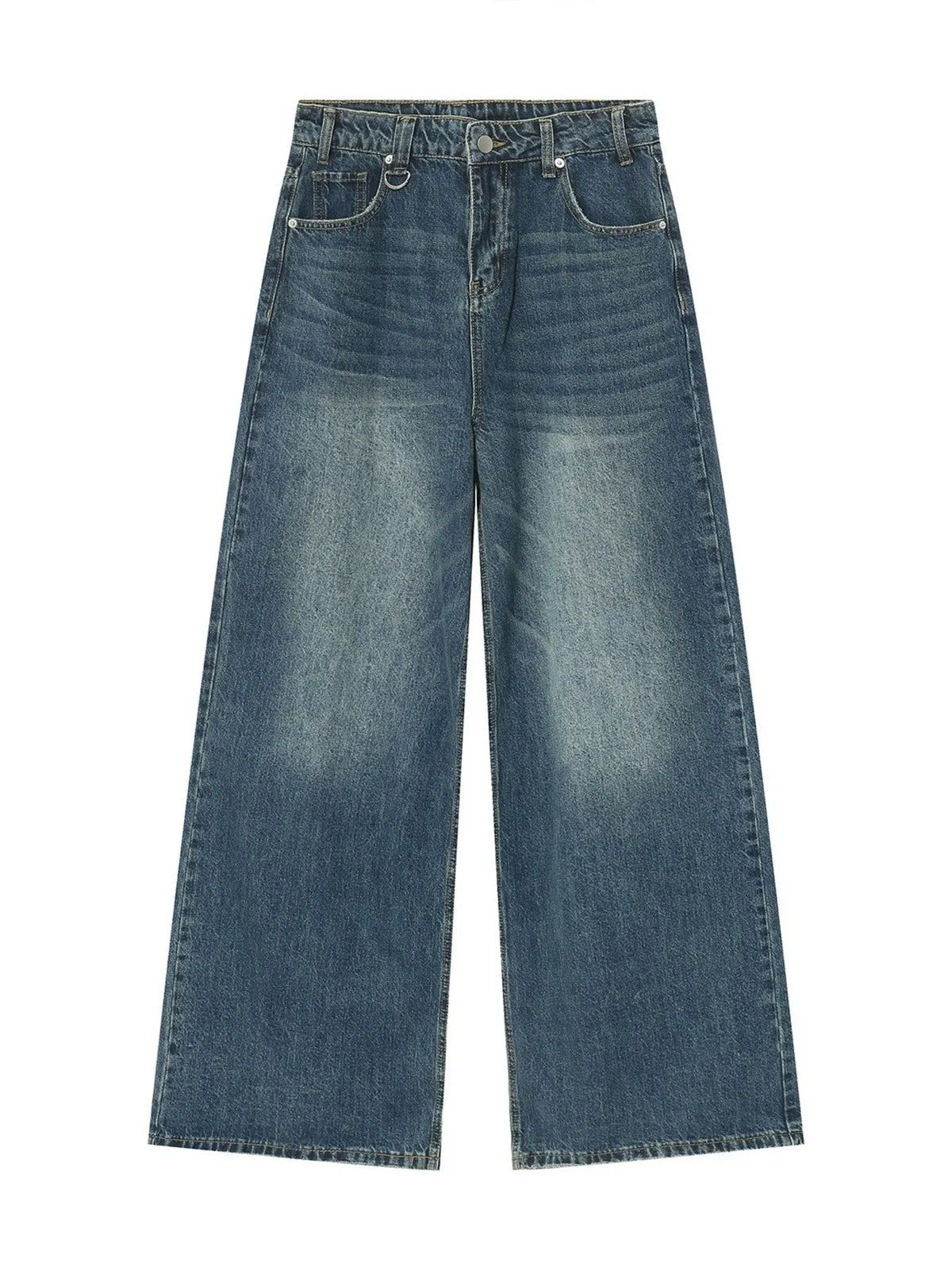 Vintage Wash Wide Leg Jeans in Dark Blue by Firm Stand