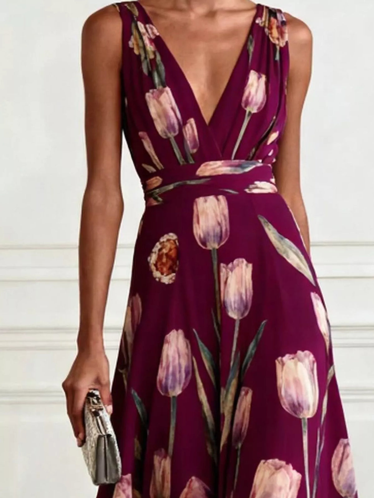Plus Size Sleeveless Floral Maxi Dress