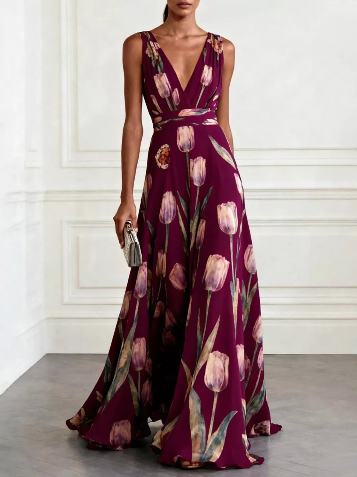 Plus Size Sleeveless Floral Maxi Dress