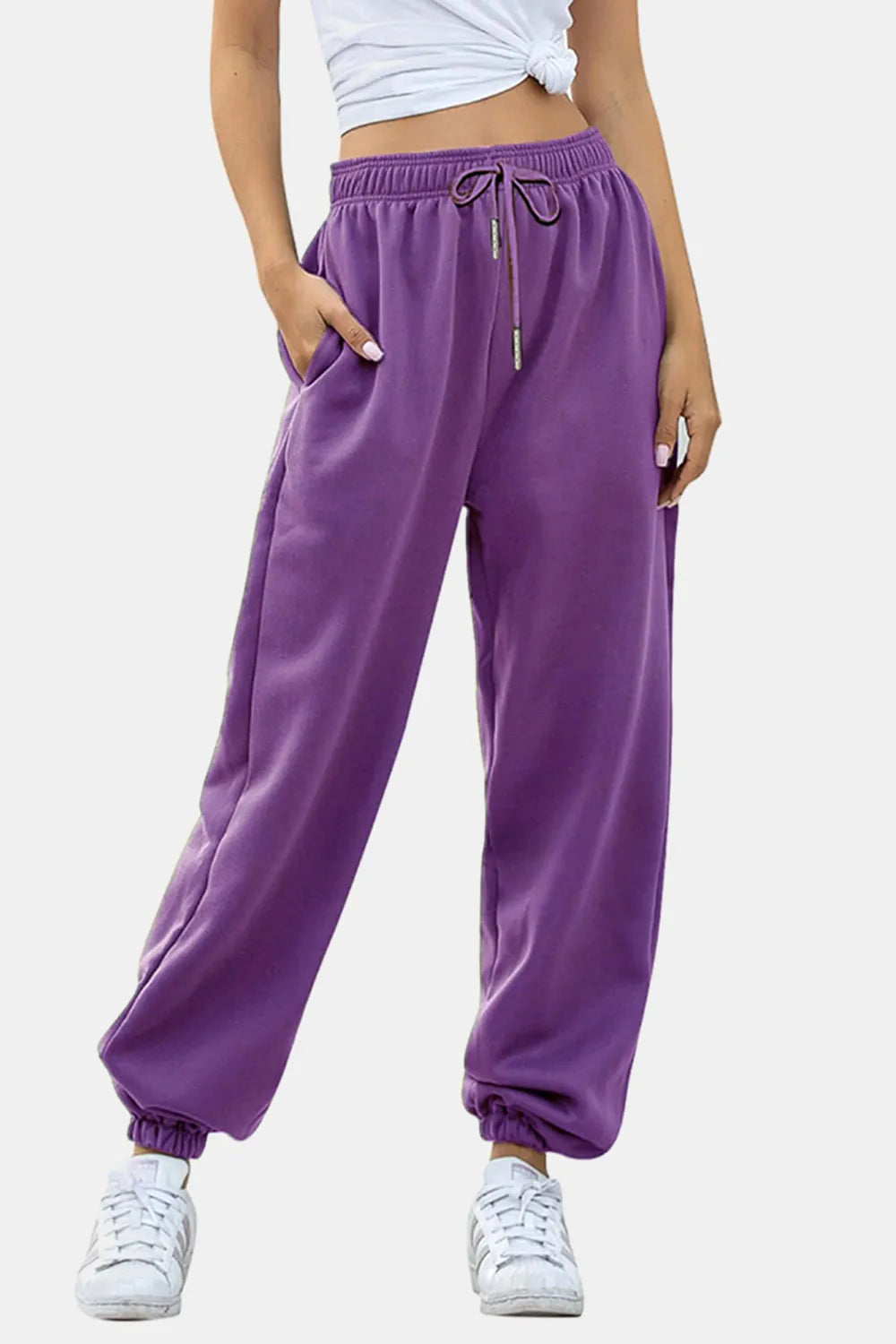 Tie-Waist Joggers with Pockets in Rich Hues by K&L