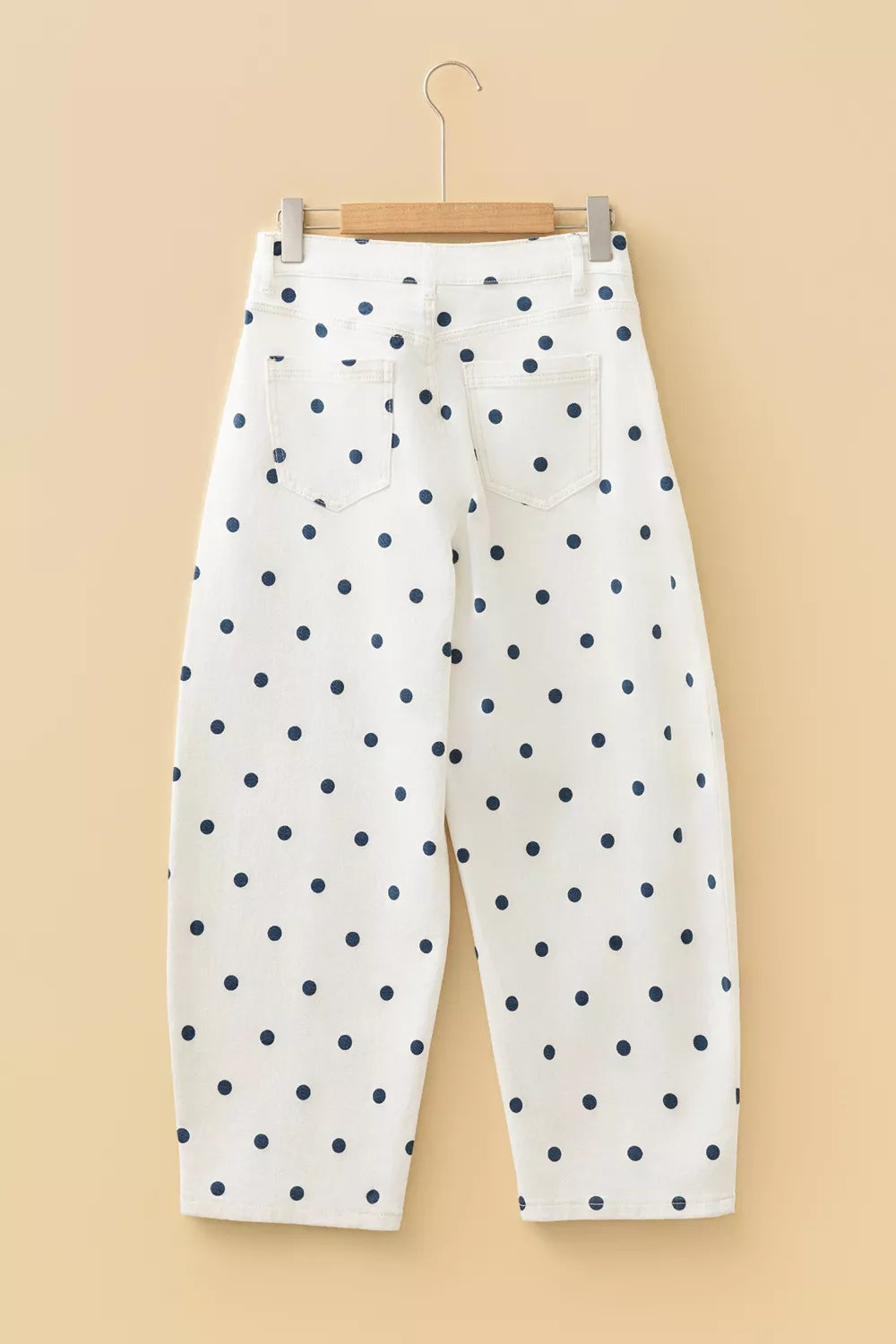 Polka Dot Wide-Leg Jeans in Light Blue