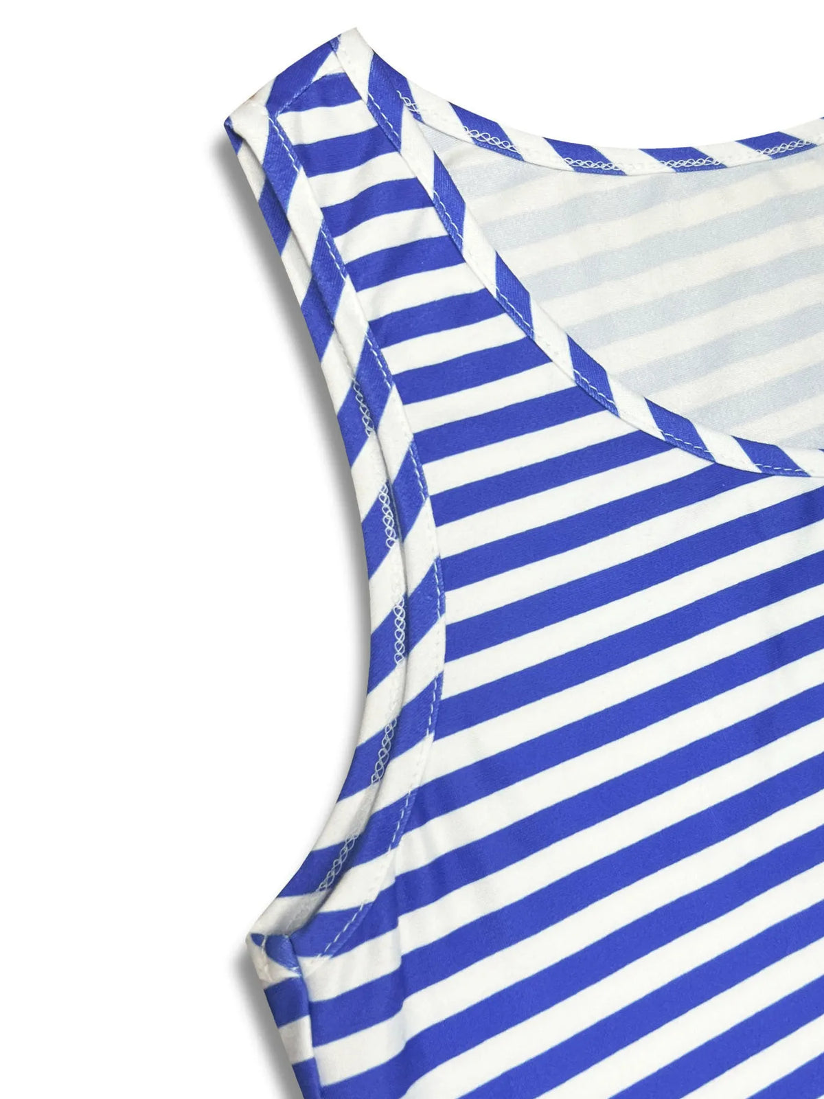 Striped Tiered Ruffle Tank Dress in Blue