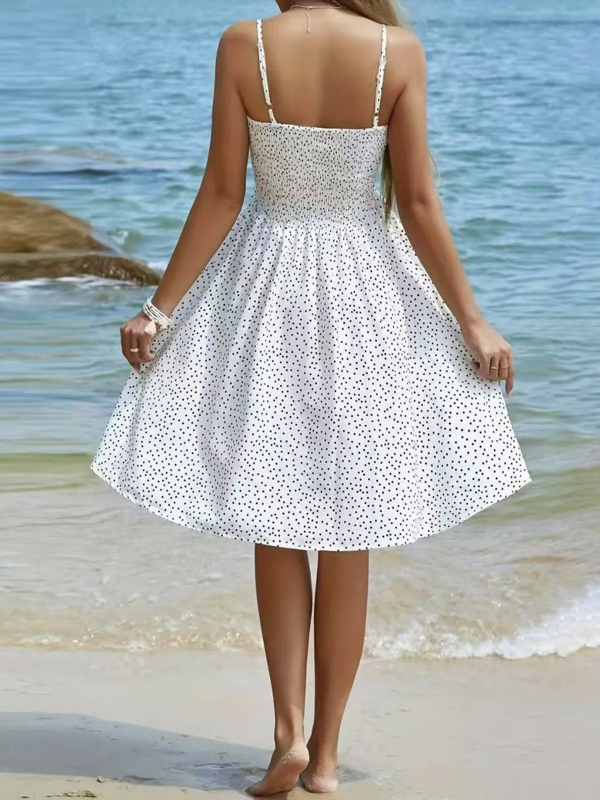 Plus Size Smocked Square Neck Cami Dress