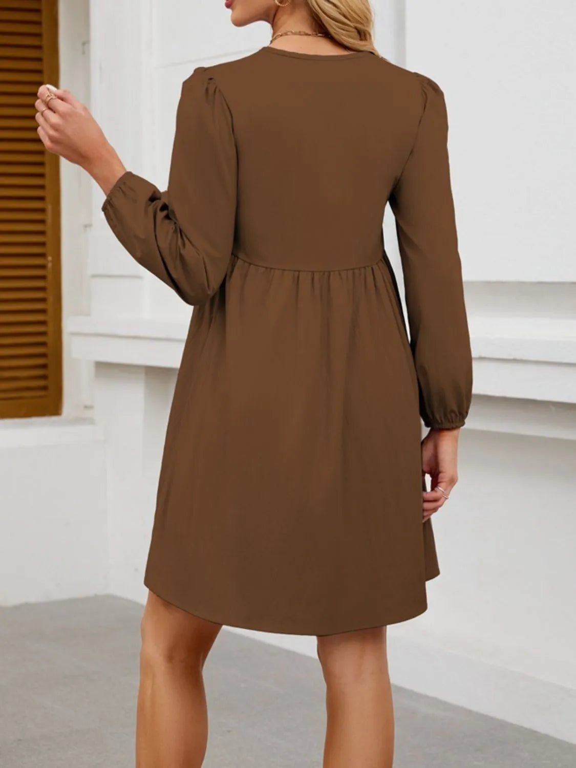 Tie Front Long Sleeve Mini Dress by Gen Beauty