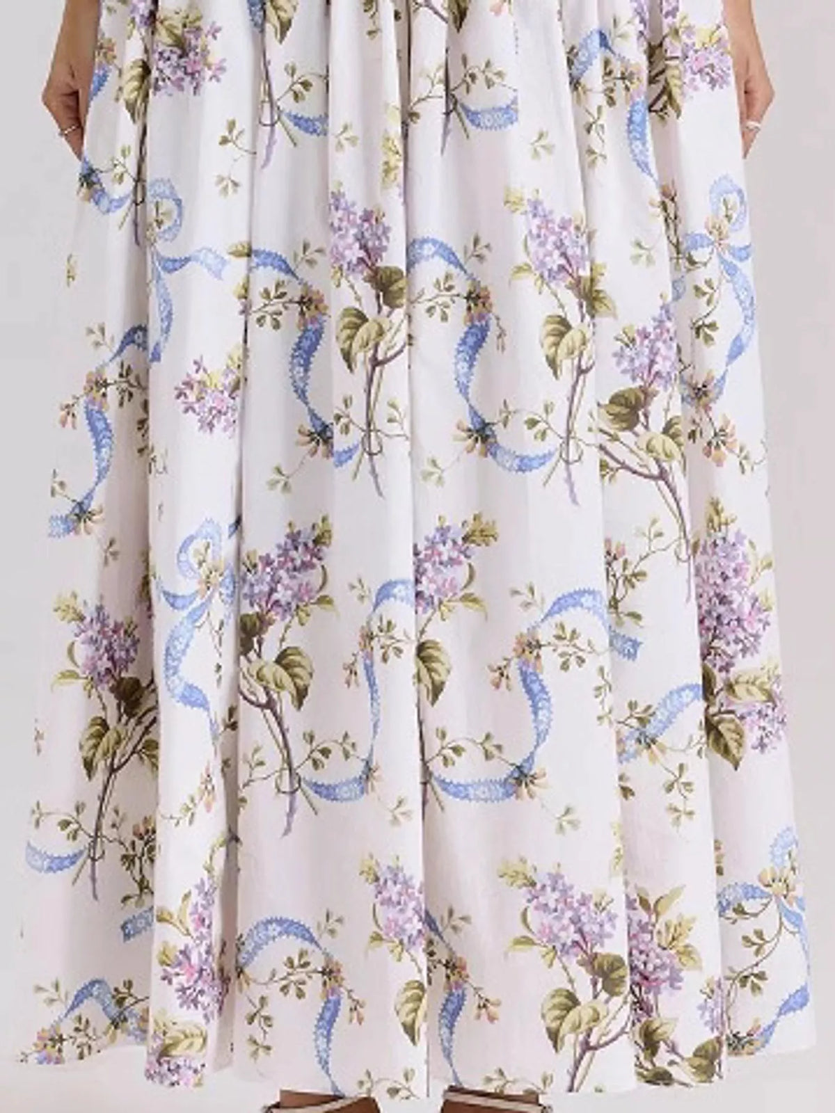 Floral Spaghetti Strap Midi Dress in White