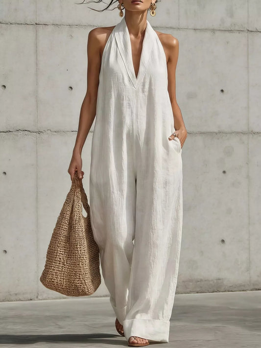 Halter Neck Wide Leg Jumpsuit
