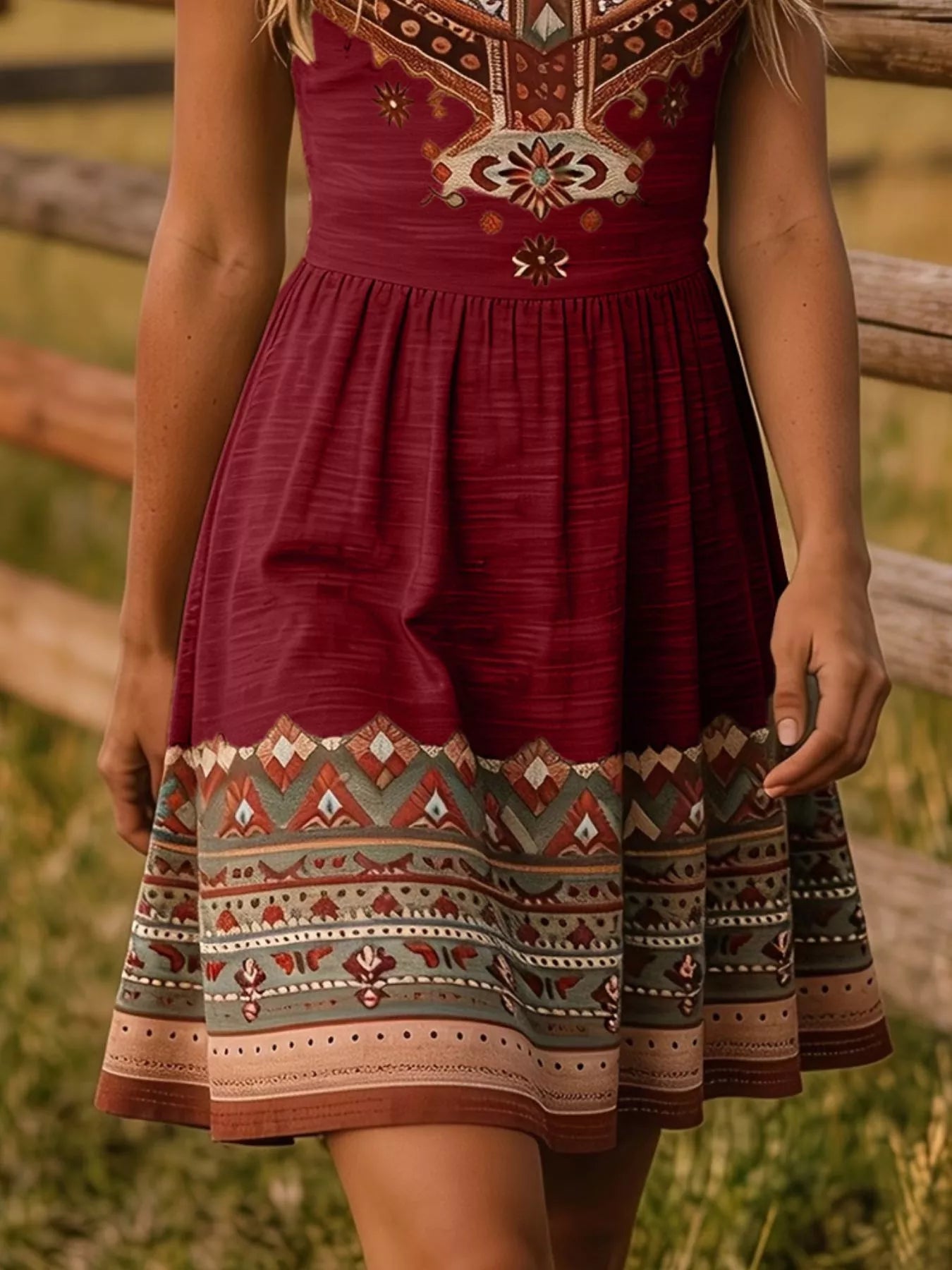 Tribal Print A-Line Summer Dress