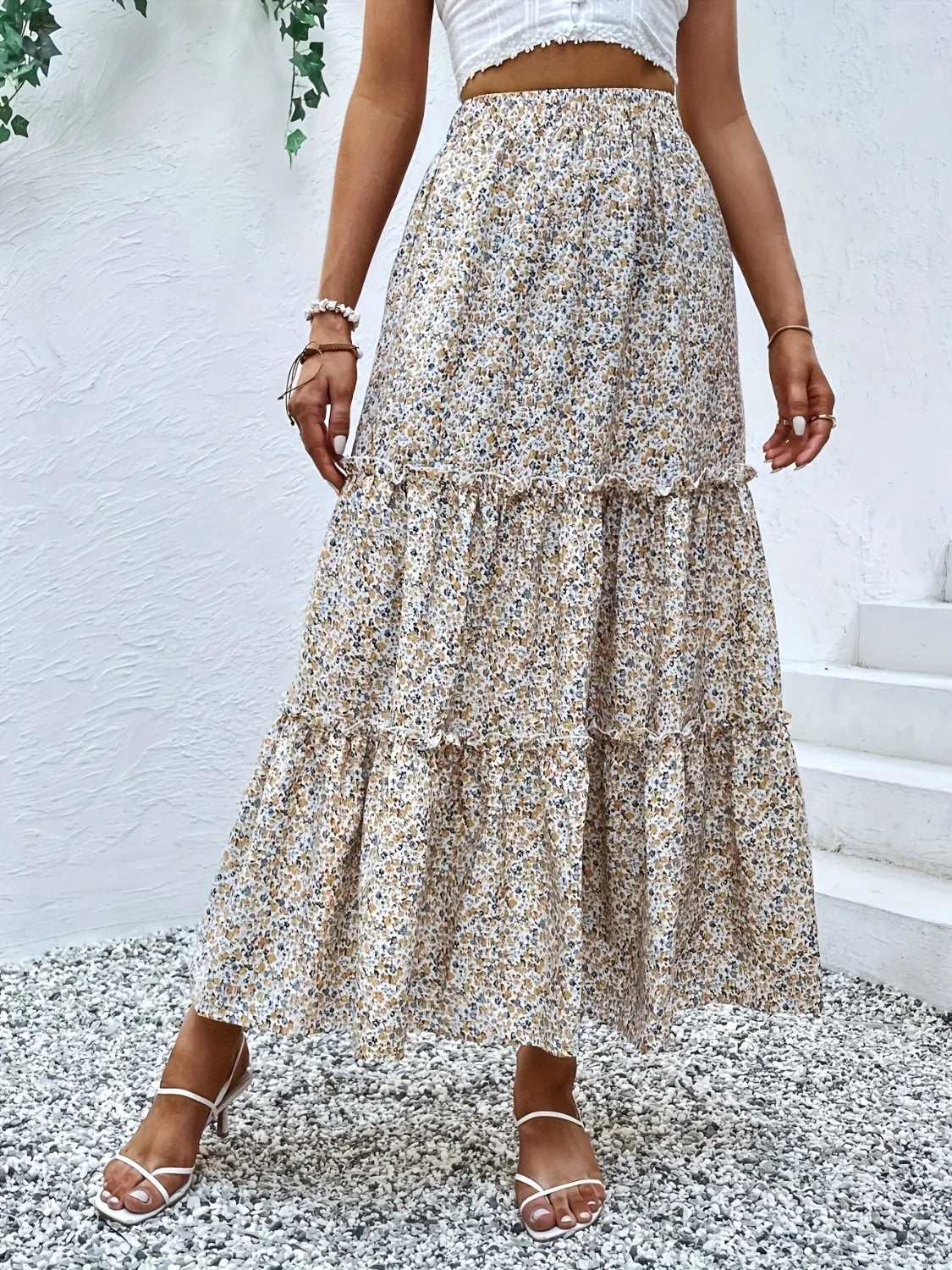 Tiered Frill Skirt in Dust Storm by Macido