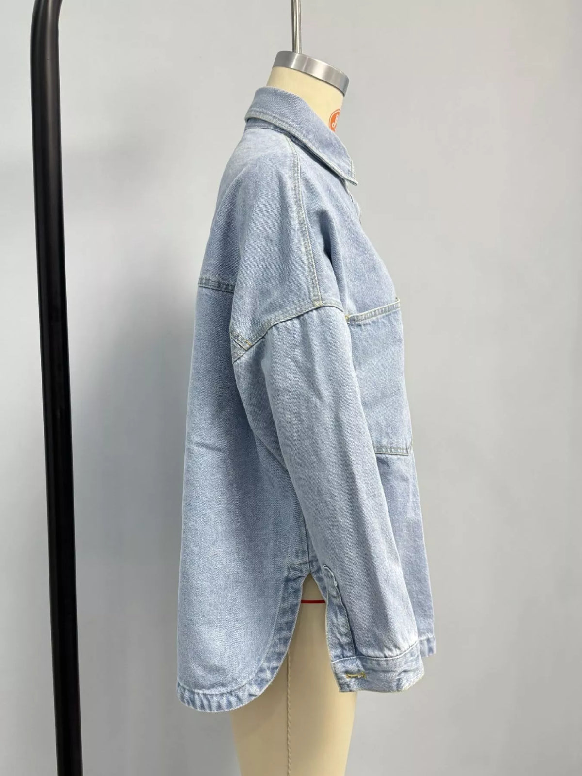 Button-Down Dropped Shoulder Denim Jacket