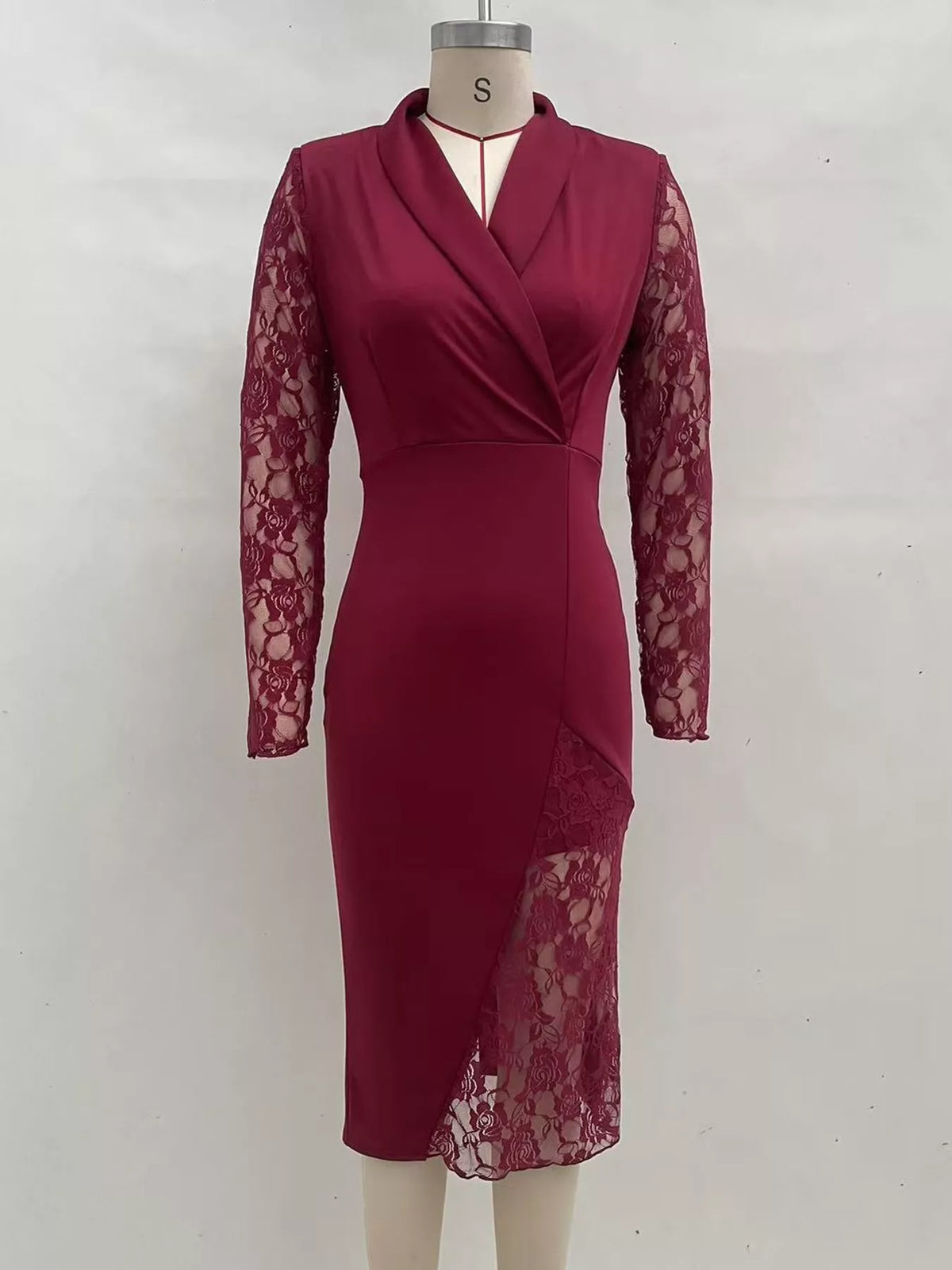 Lace-Sleeve Blazer Dress