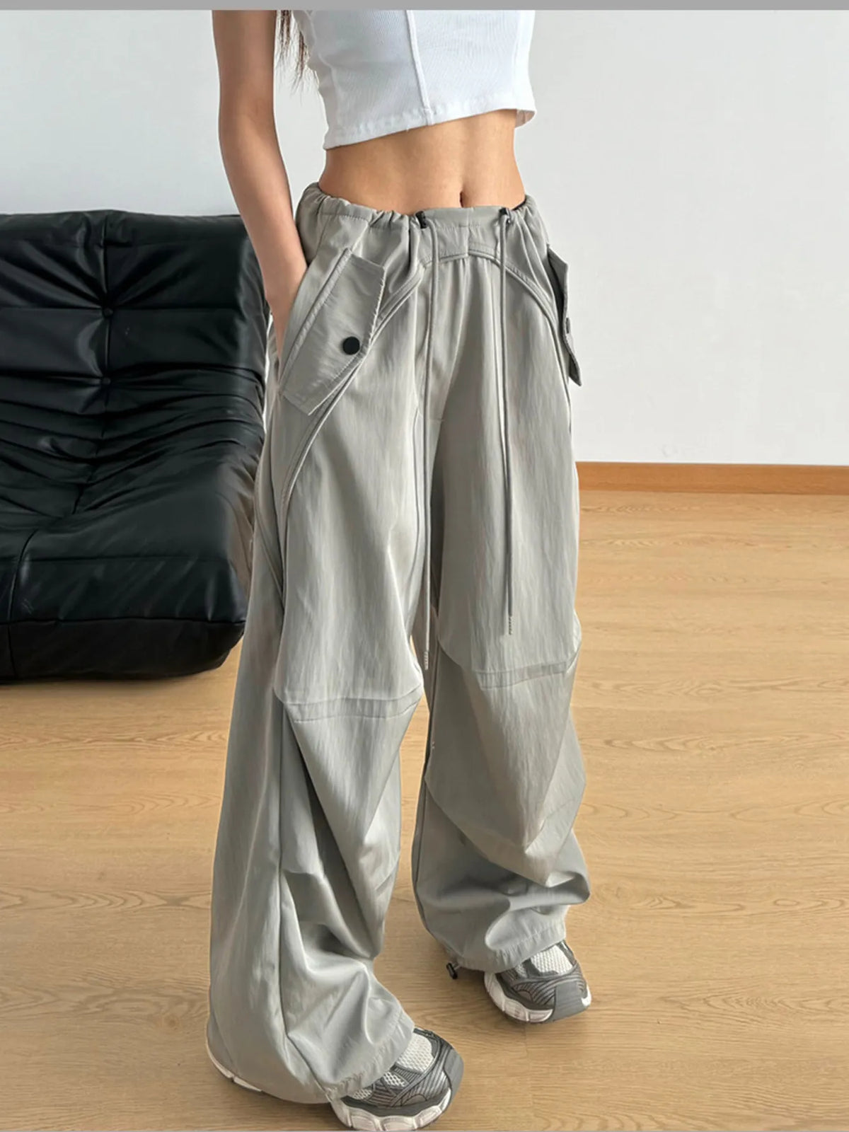 Drawstring Wide Leg Pants