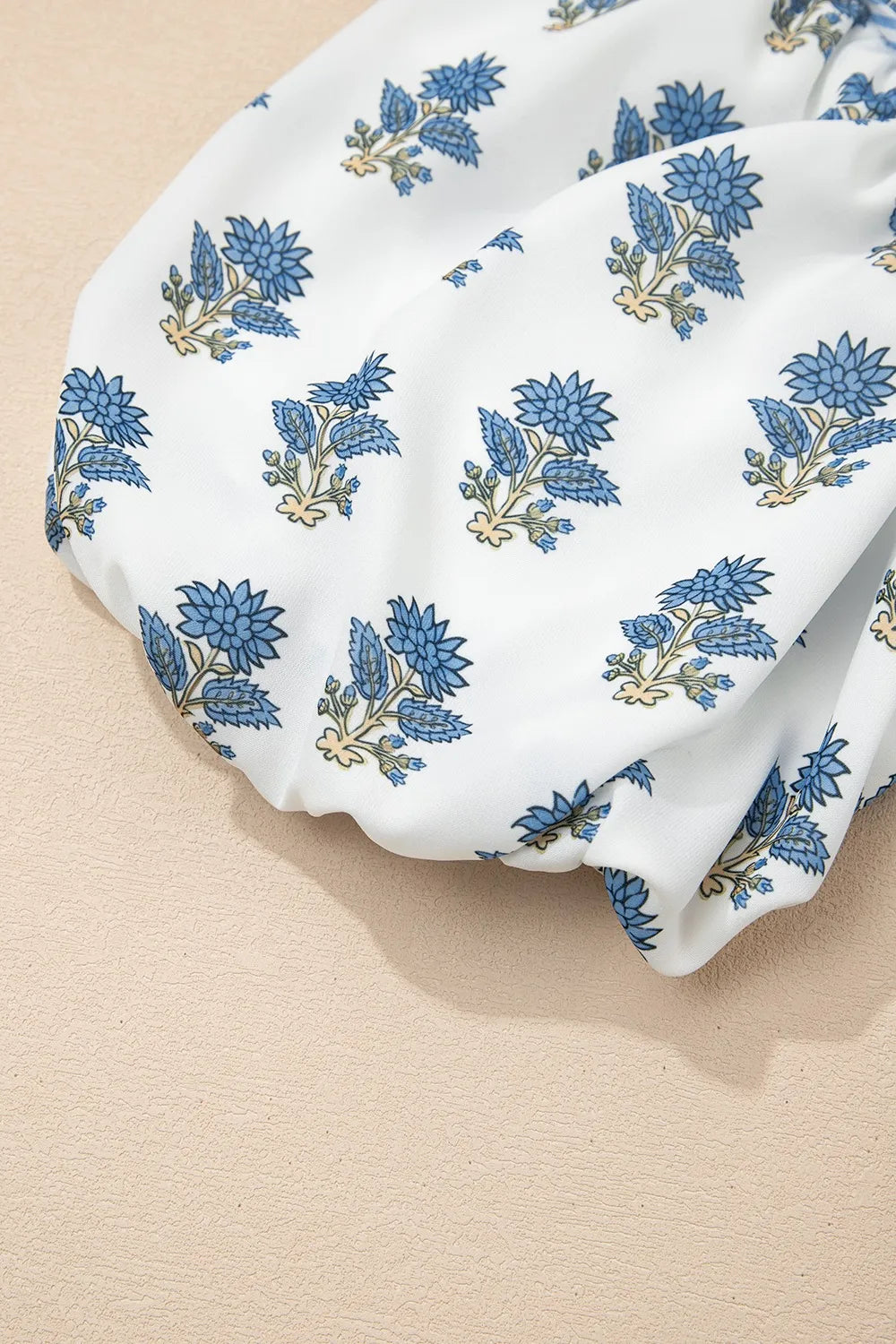 Floral Puff Sleeve Mini Dress in Dusty Blue