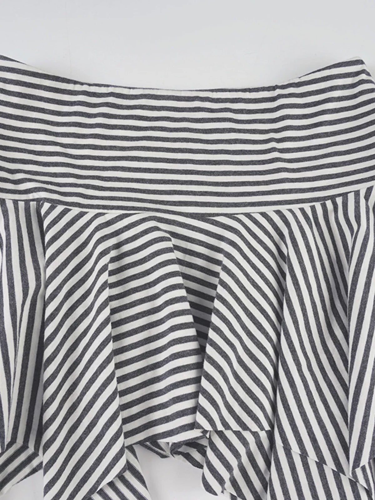 Striped Asymmetrical Hem Mini Skirt in Black