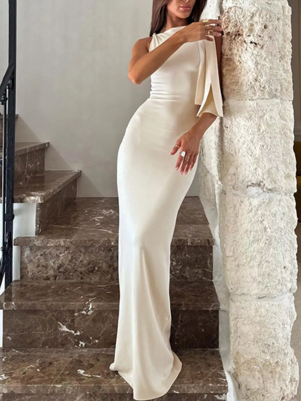 Sleeveless Tie-Shoulder Maxi Dress
