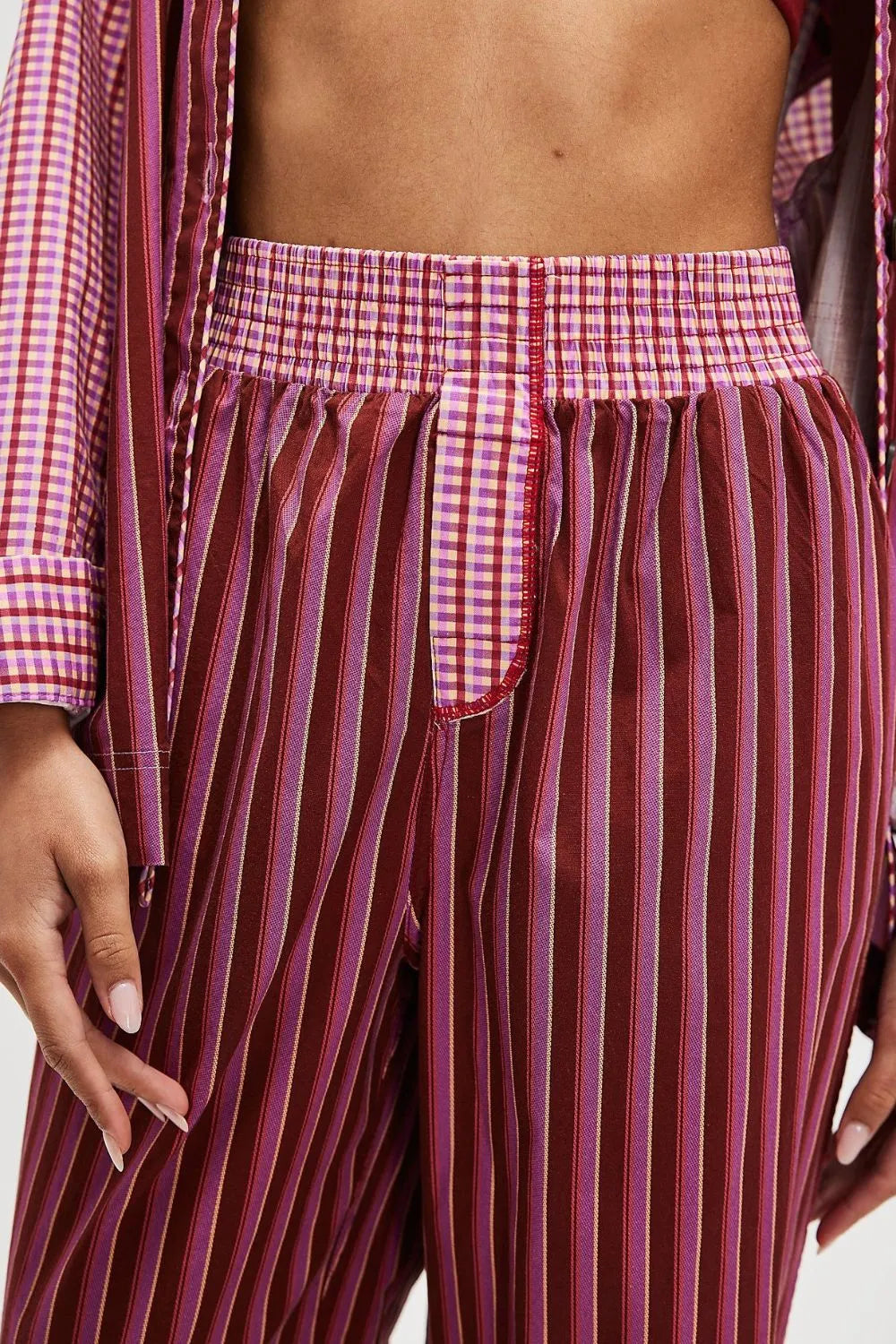 Striped Wide Leg Pants in Deep Purple