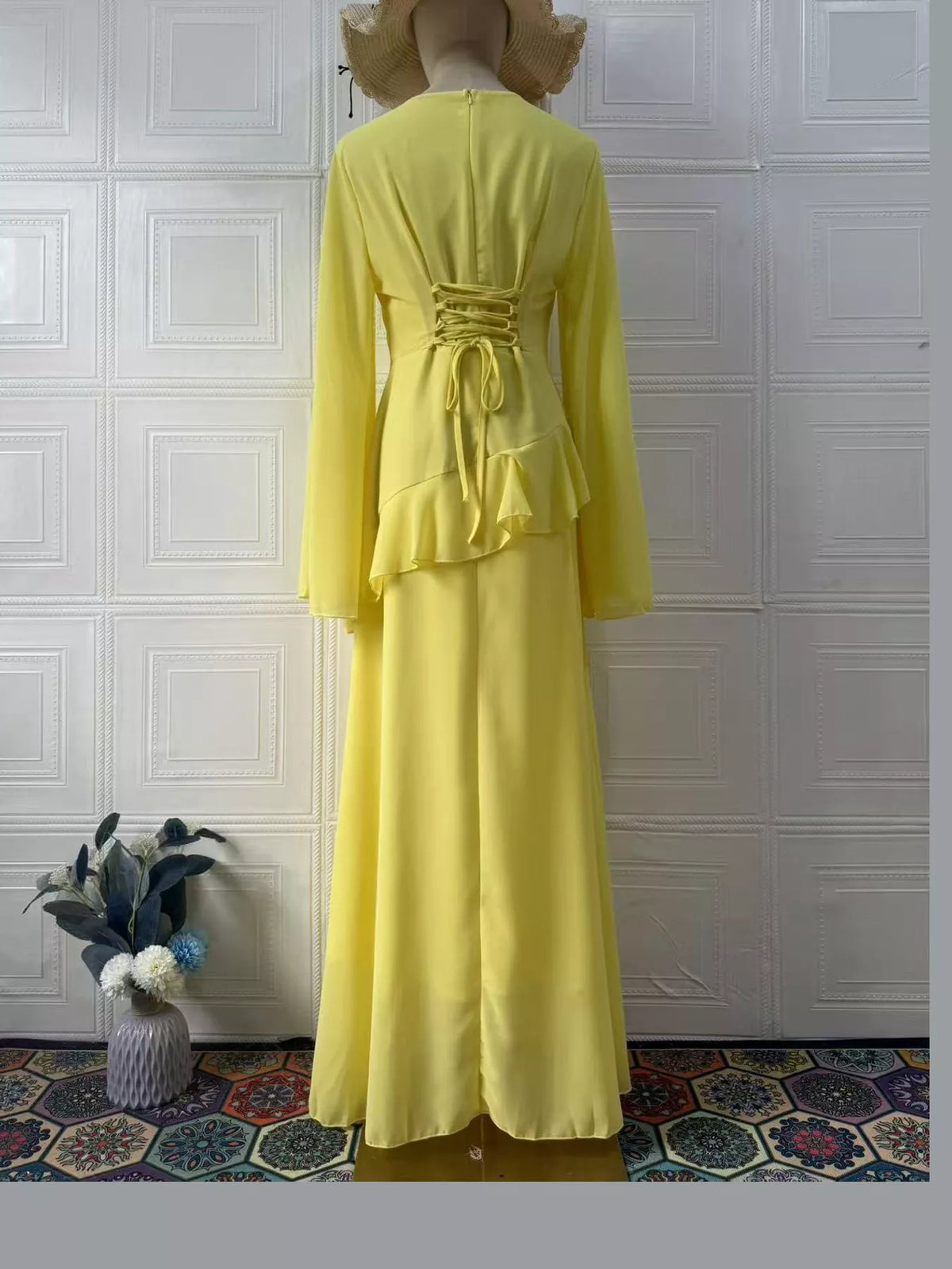Ruffled Flare Sleeve Maxi Dress